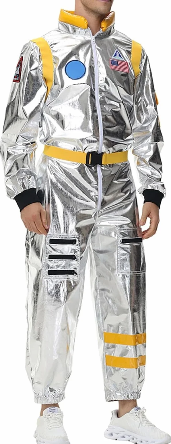 Komplet Kombinezonu Astronauty, Materiał Z Włókien Poliestrowych, Odpowiedni Na Imprezy Tematyczne, Zamek Błyskawiczny Z Przodu, Sugestie Dotyczące Wyboru Rozmiaru (Yellow-men L)