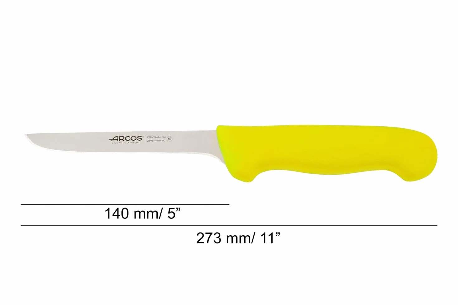 Arcos 294000 seria 2900 - ostrza do noża Nitrum 140 mm (5,51 cala) - uchwyt polipropylenowy żółty kolor, stal nierdzewna 18/8