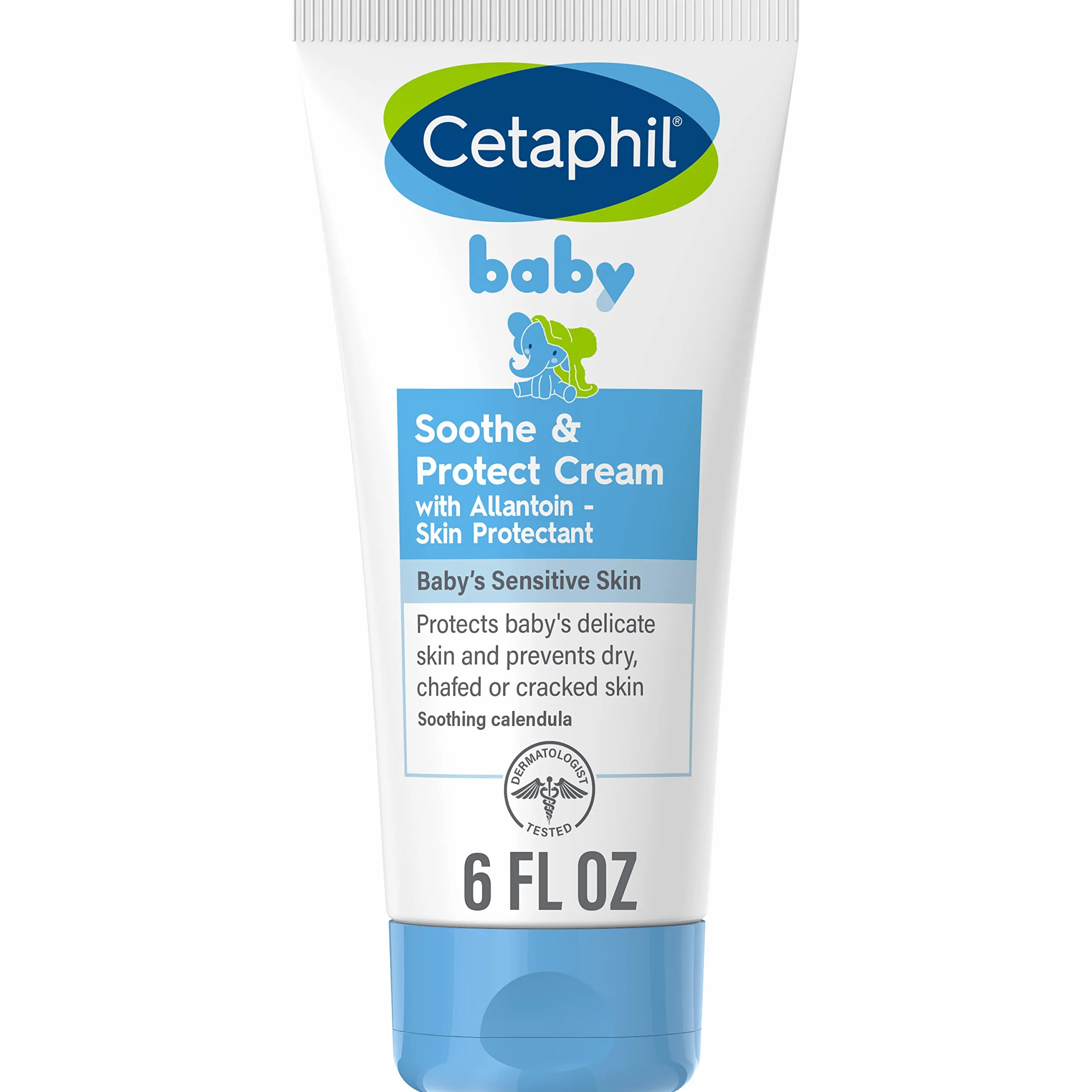Cetaphil Baby Soothe & Protect Cream z alantoinową ochroną skóry, 6 uncji, zapobiega suchości, popękanej lub popękanej skórze, krem dla dzieci nawilża przez 24 godziny, nie tłusty (opakowanie