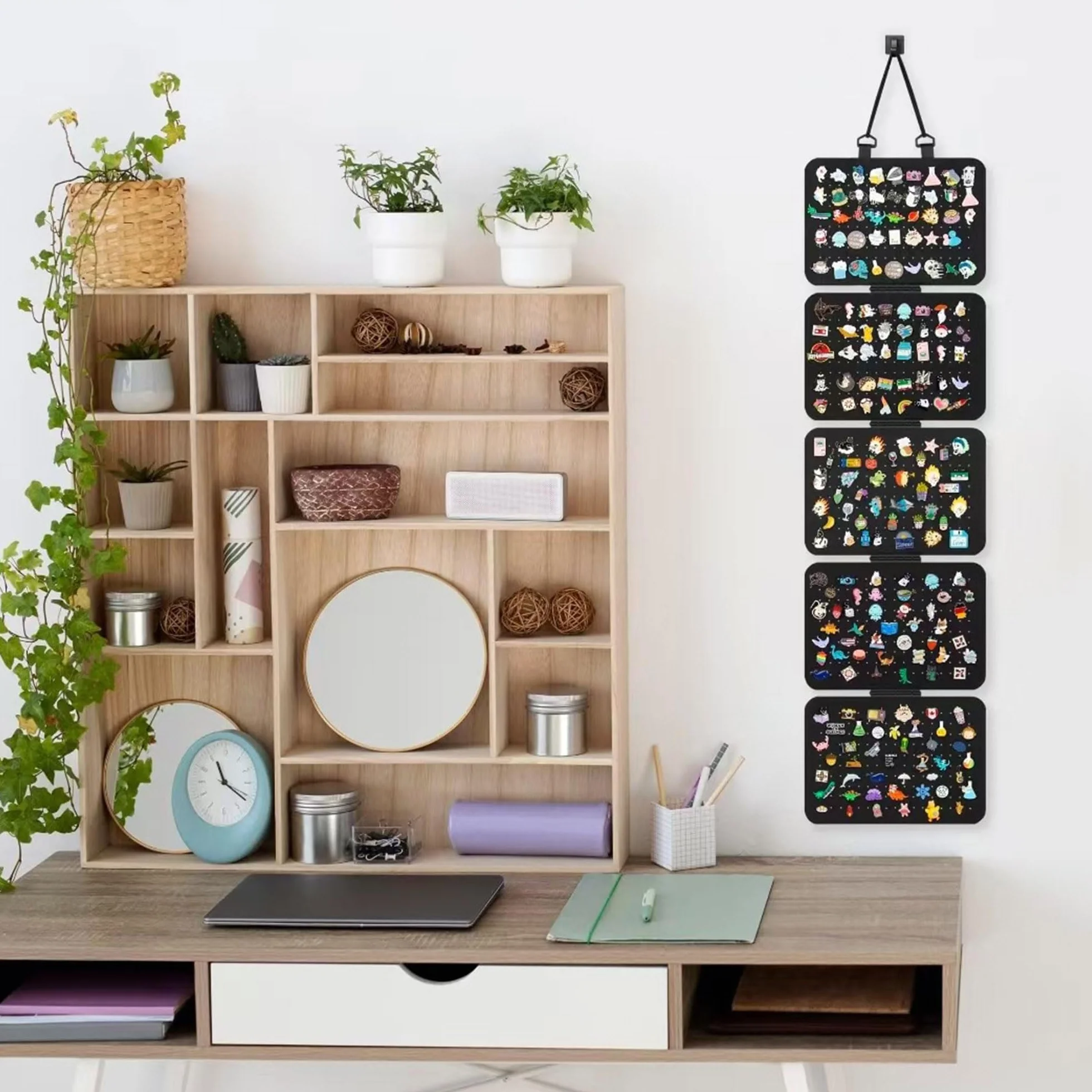 Kolekcja Pin Wyświetlacz ścienny Stojak Stojak Stojak na broszkę Wiszący Biżuteria Etui Etui na plakietkę Organizer ścienny Pin Organizer