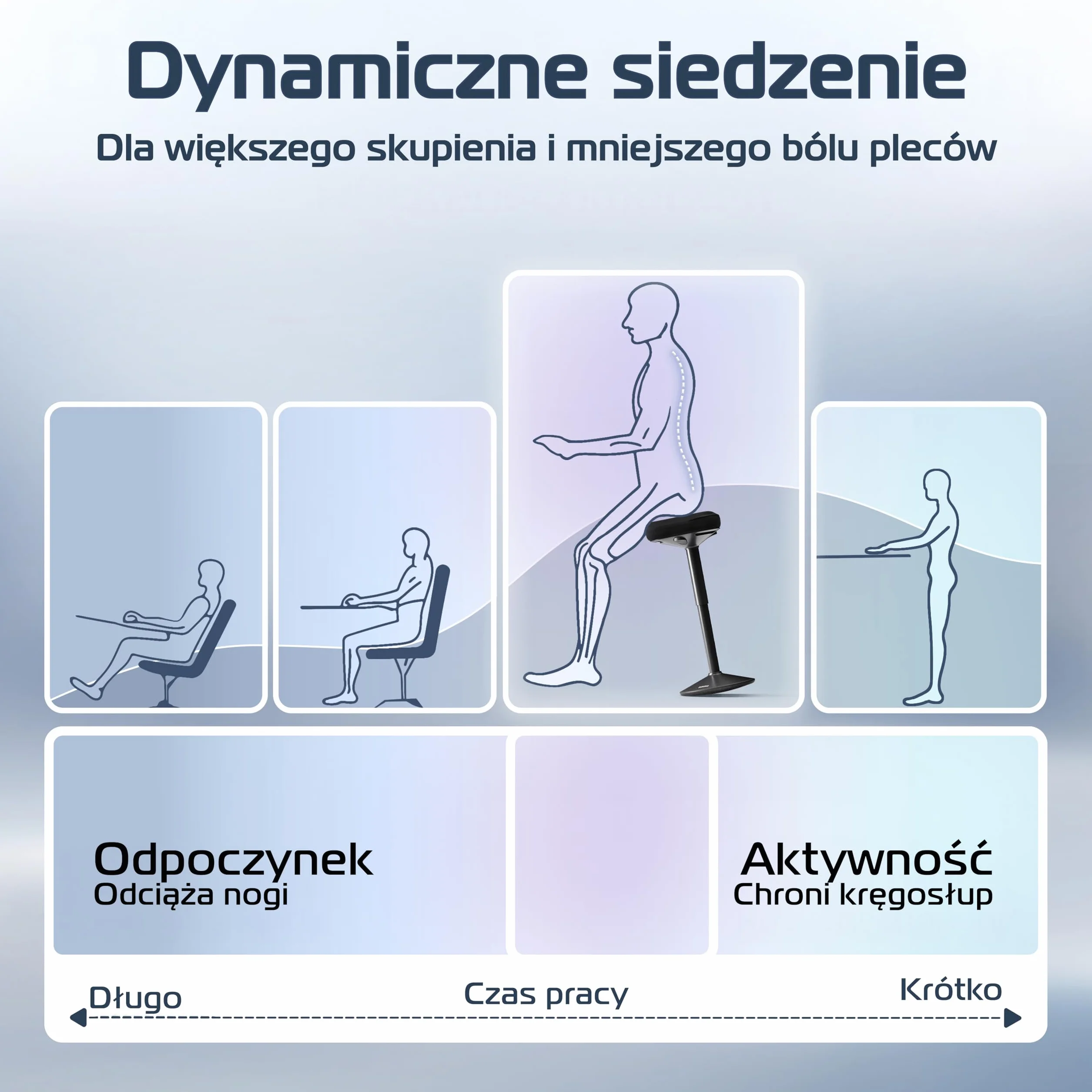 CLOUVOU Nexus Taboret ergonomiczny [ORIGINAL] Taboret regulowany w zakresie od 47 cm do 64 cm - Stołek, który ma wygodne tapicerowane siedzisko - Obrotowy stołek do salonu
