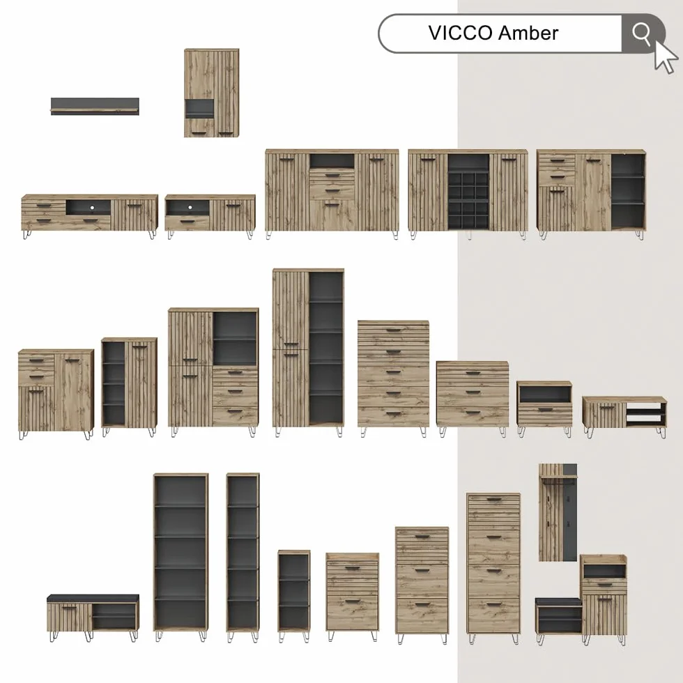 Vicco Szafa "Amber", Oak Wotan, 80 x 172 cm z 5 przegrodami