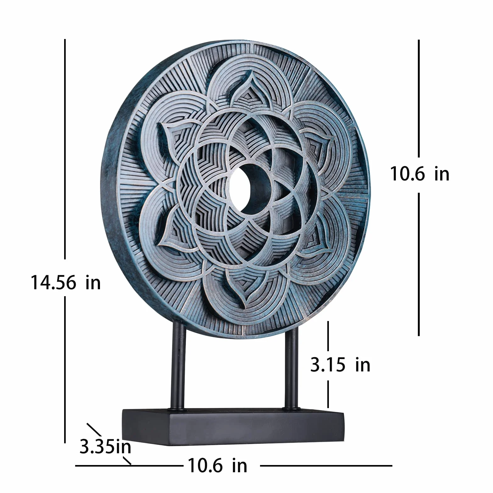 WUBIANJIE Dysk geometryczny wzór statua rzeźba wystrój domu nowoczesna unikalna niebieska złota dekoracja salon sypialnia konsola stół statuetka akcesoria (niebieski)