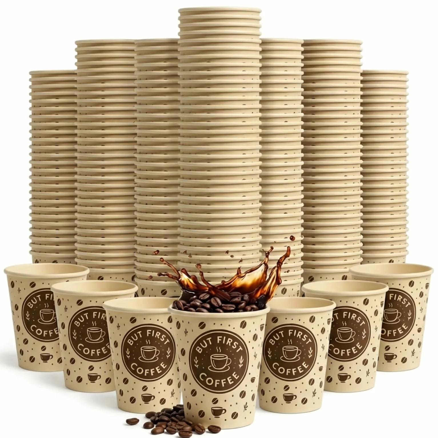 Papierowe kubki do kawy | Jednorazowe trwałe i nadające się do recyklingu małe napoje kawowe espresso Macchiato idealne do baru herbacianego, biura, cateringu, na imprezy (60 ml/2,5 uncji))