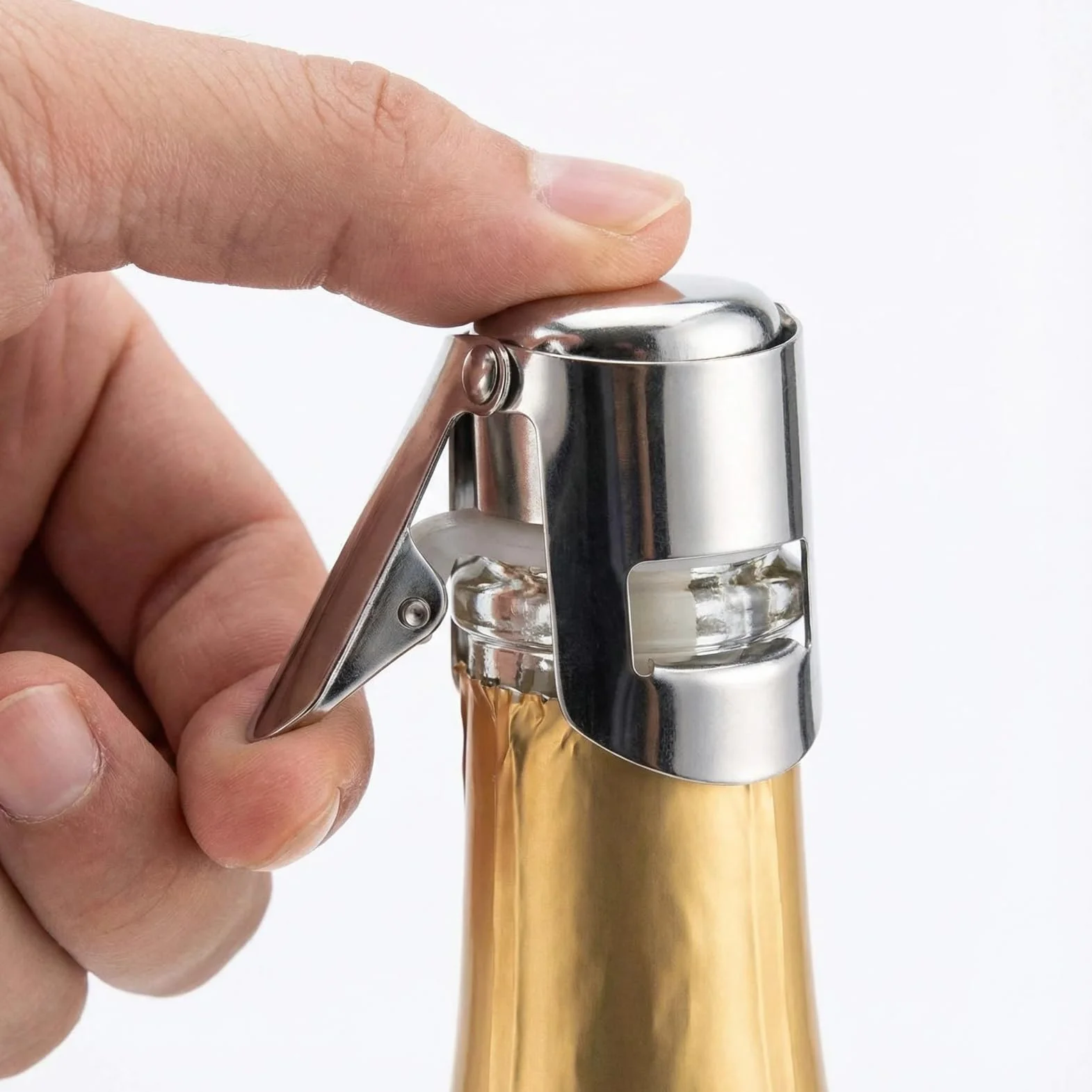 2-częściowy korek do szampana ze stali nierdzewnej, zamknięcie do szampana, zamknięcie do butelki szampana, zamknięcie do butelki prosecco i wina (srebrne)