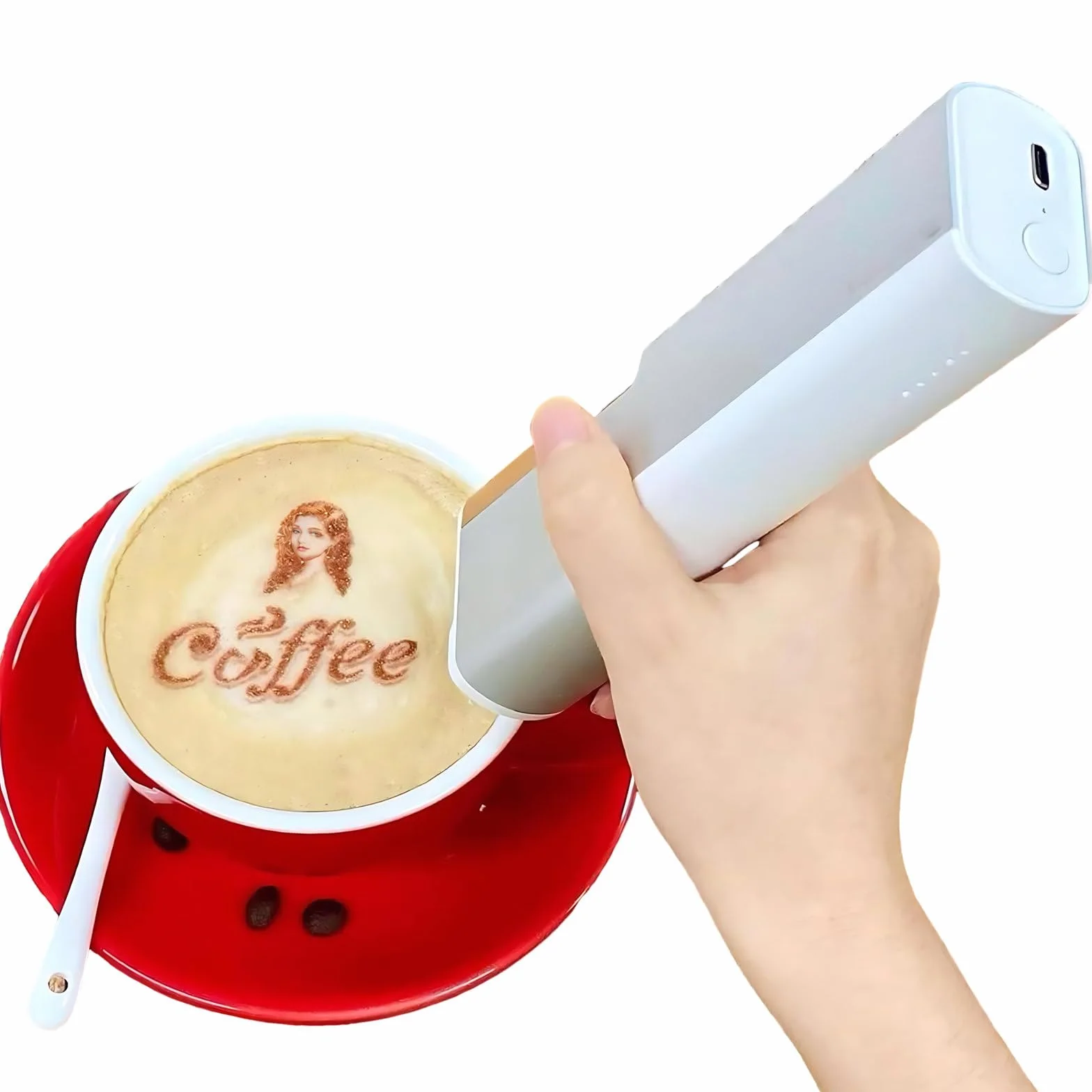 Mini Drukarka Do Kawy Z Jadalnym Tuszem Przenośna Drukarka Jadalna Przenośna Drukarka Do Pianki Z Mleka, Makaroników I Ciastek – Pisak Latte Art Red
