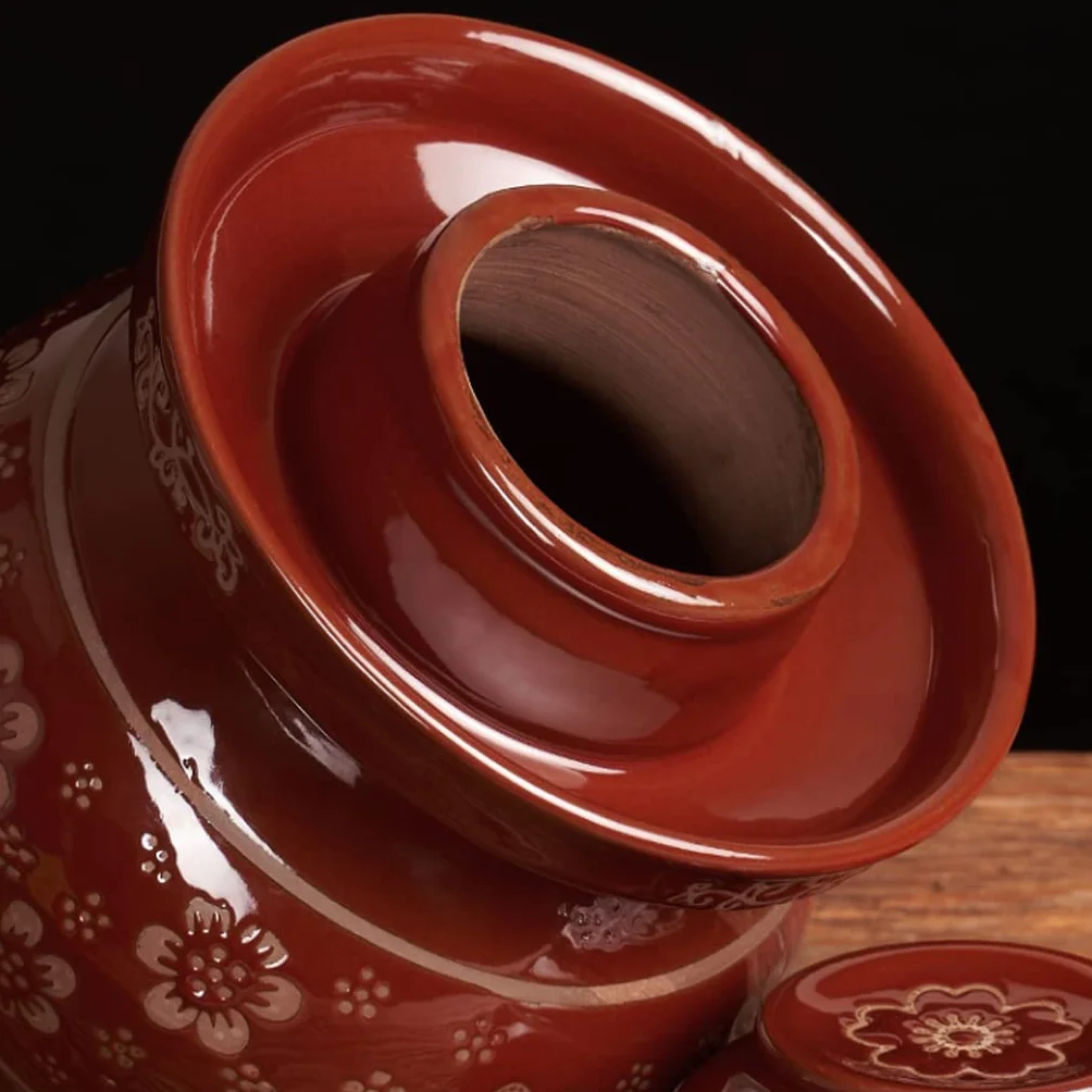 Naczynie do fermentacji, Tradycyjny chiński ceramiczny słoik do kiszenia z pokrywką uszczelką wodną, ​​duży, pogrubiony garnek kimchi(6KG)