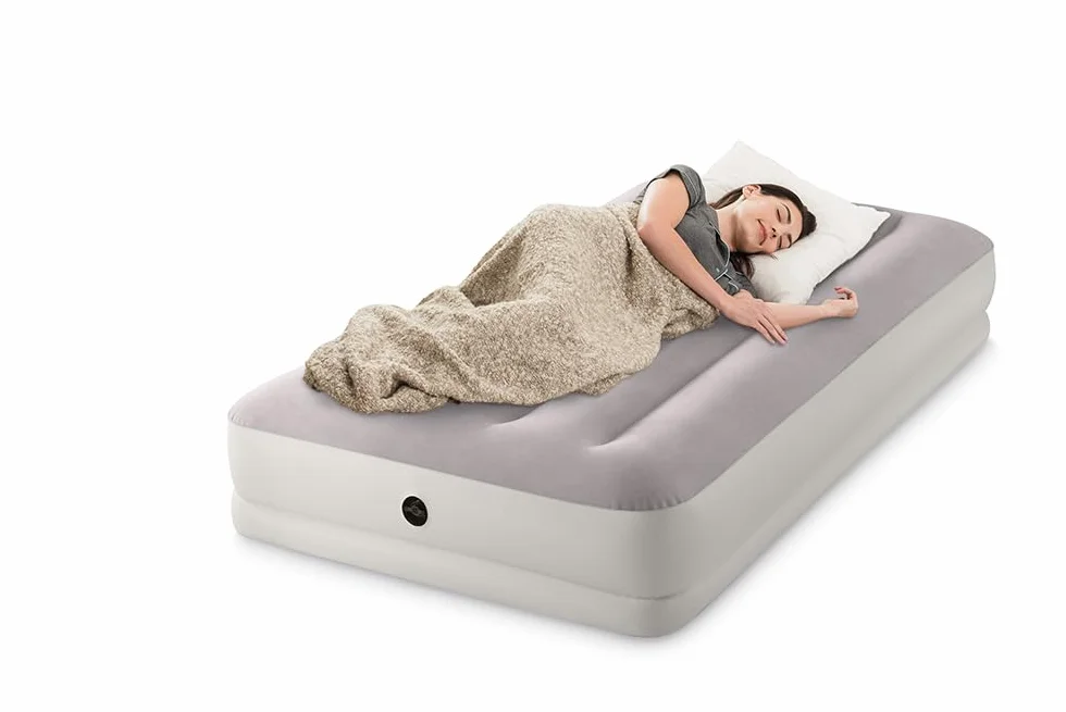 Intex Dura-Beam Prestige Mid-Rise Łóżko Nadmuchiwane, Szary, 99 cm x 1,91 m x 30 cm
