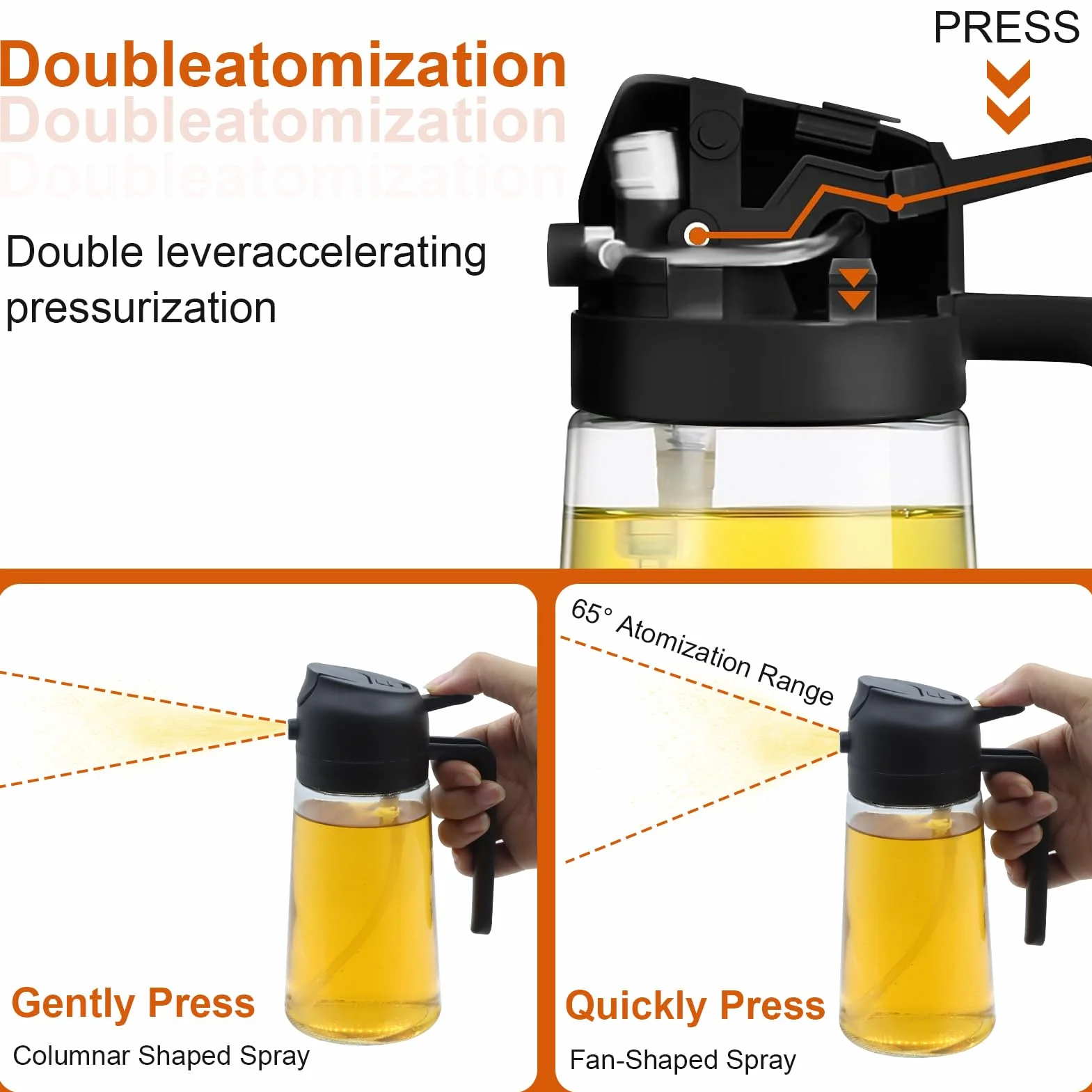 Opryskiwacz do oleju 2 w 1, spray do frytkownicy na gorące powietrze 470 ml, spray olejowy do frytkownicy powietrznej, dozownik oleju do butelek kuchennych do kuchni