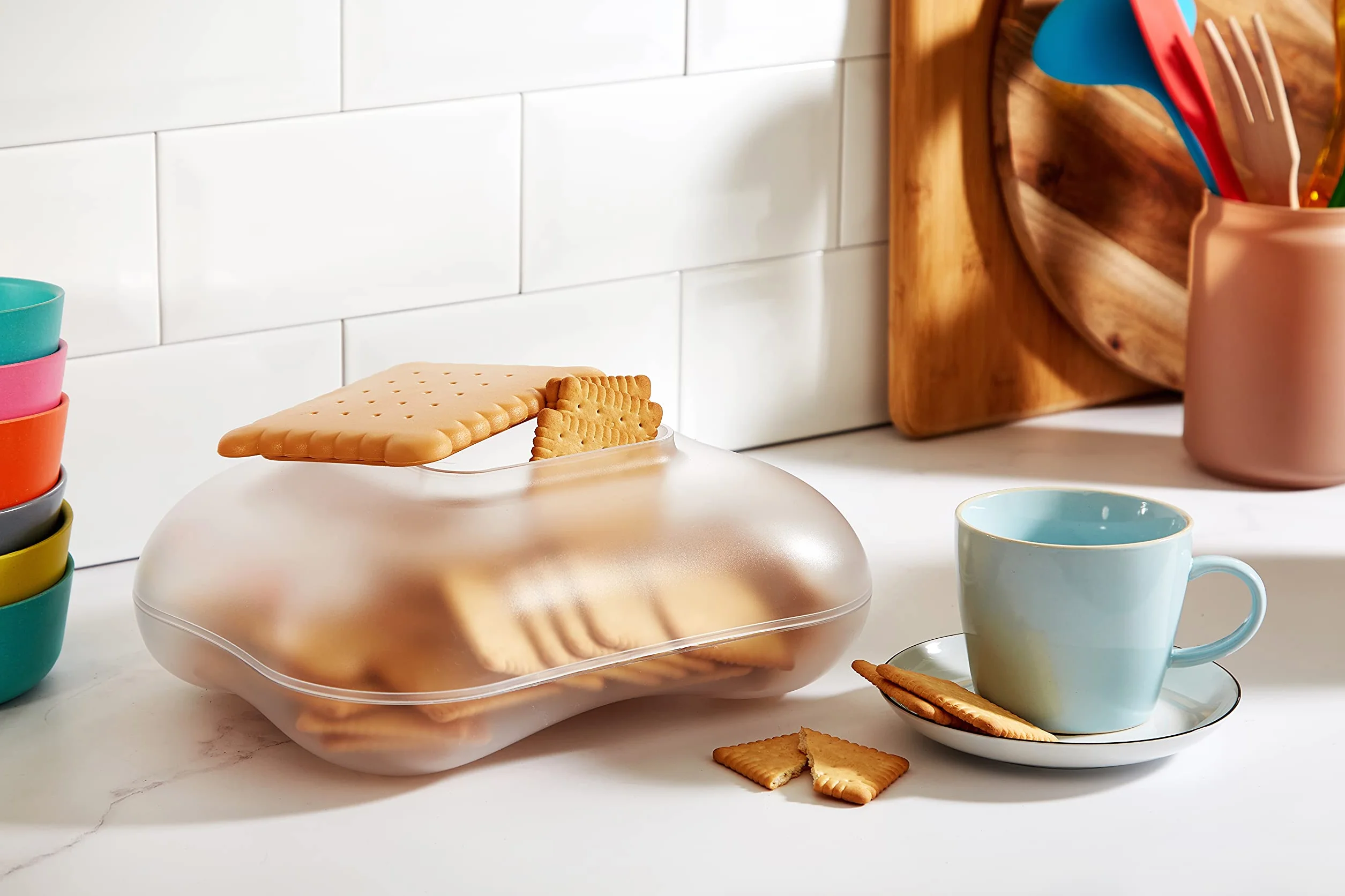 Alessi Mary Biscuit ASG07 I Design pudełko na herbatniki z pokrywką żywica termoplastyczna, lód, białe