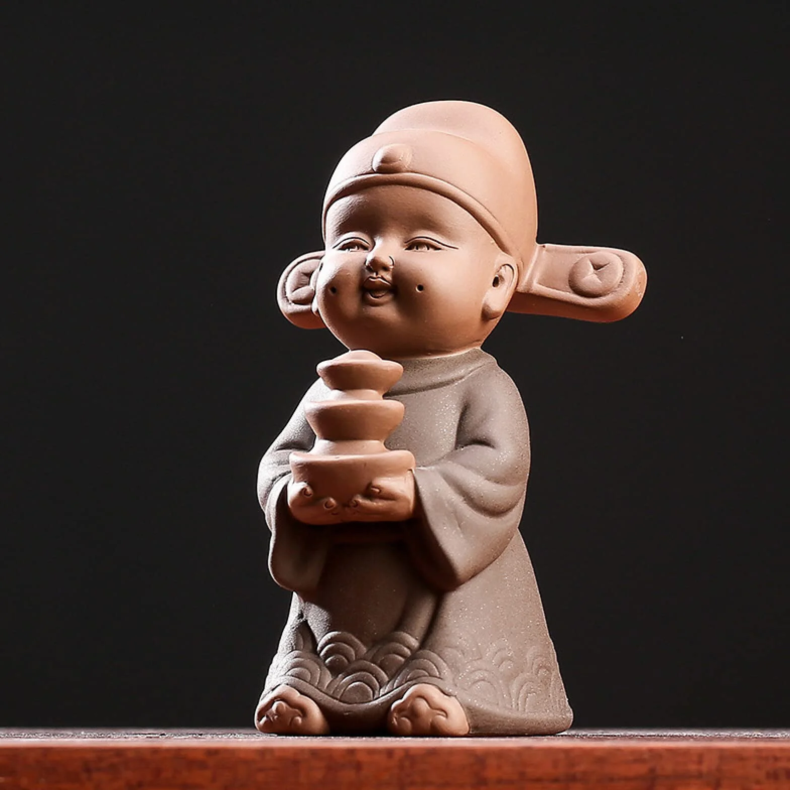 Proste Rzeźby Ceramiczna Figurka Szczęśliwego Chłopca Figurka Zishy Ręcznie Robiona Rzeźba Statua