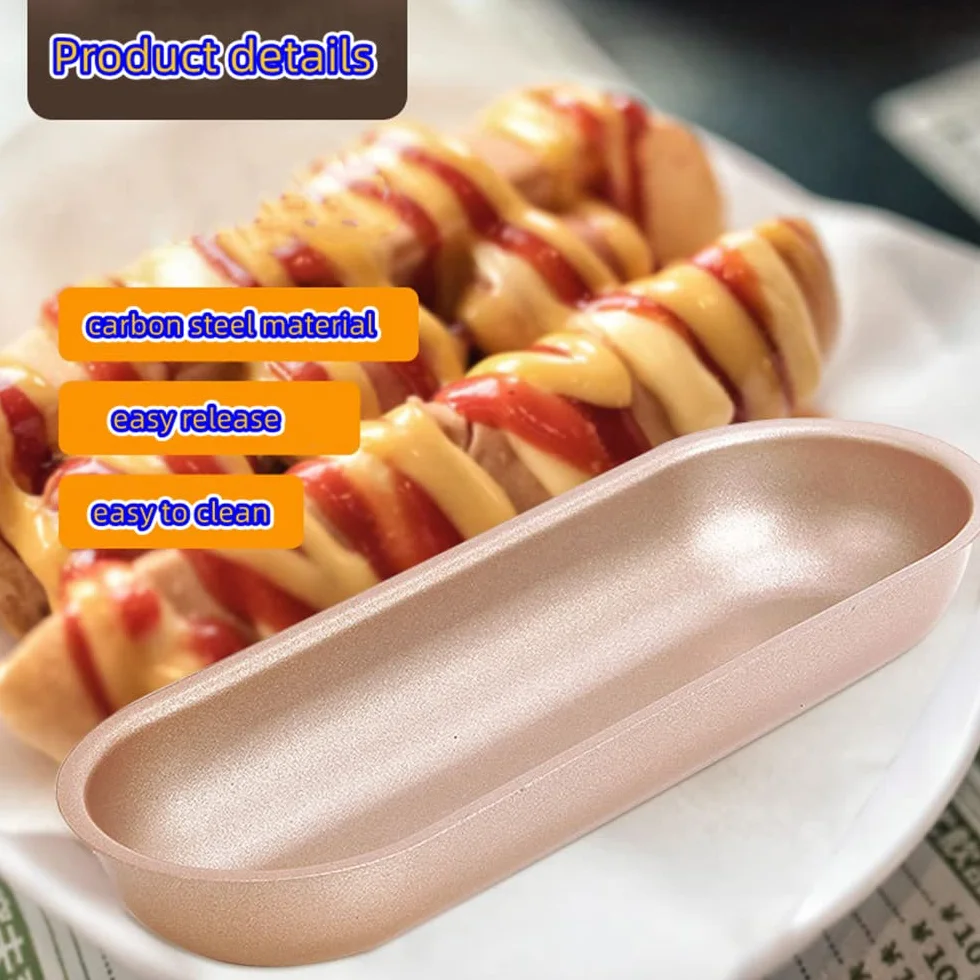 5-pak mini forma do pieczenia chleba, 18 cm nieprzywierająca stal węglowa hot dog patelnia zestaw do samodzielnego wykonania hot dogów, forma do pieczenia chleba