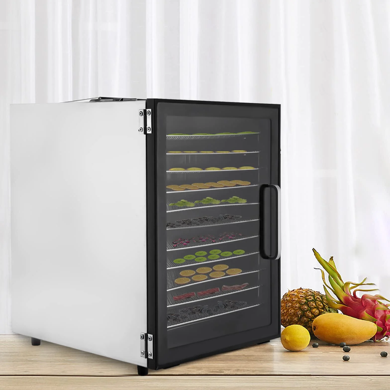 Suszarka ze stali nierdzewnej 10/12 tac do żywności i ziół, warzyw, owoców, 800 W, elektryczna suszarka do żywności z cyfrową temperaturą i timerem (12 przegródek)