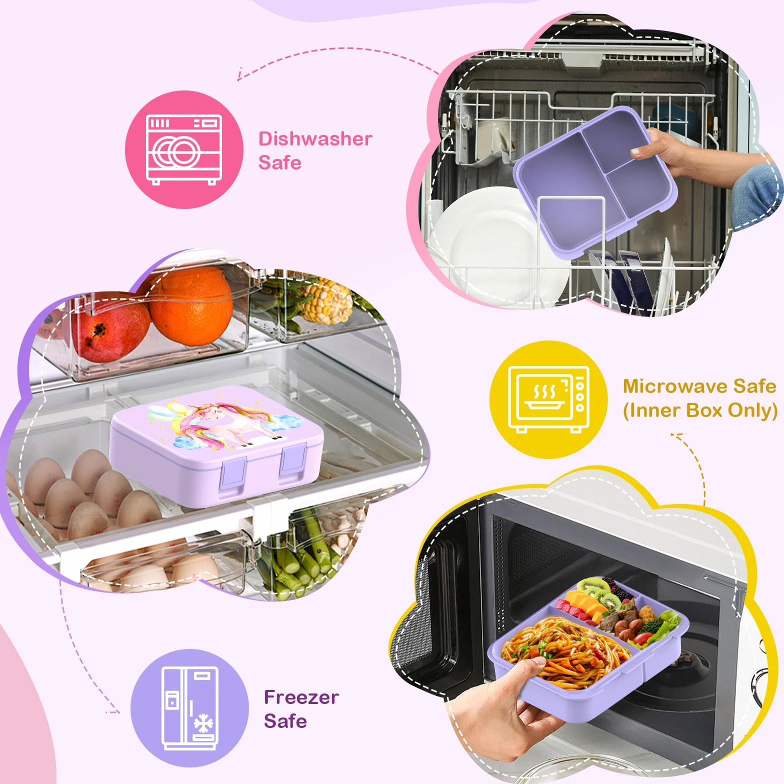 Pudełko na lunch dla dzieci, szczelne pudełko na lunch Bento z wieloma przegródkami i słoikiem na sosy, przenośne pudełko na przekąski, syrena, dla dzieci, dorosłych, do pracy, szkoły
