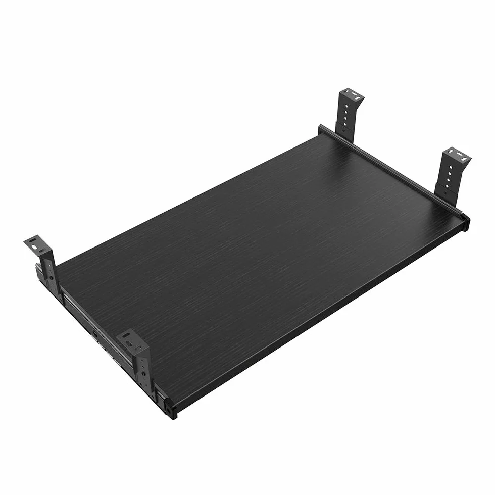 FRMSAET Akcesoria meblowe Produkty biurowe Garnitury Sprzęt 53 cm / 60 cm / 76 cm Taca szuflady na klawiaturę Uchwyt na drewno Pod biurkiem Regulowana wysokość platformy. (60 cm, Czarny)