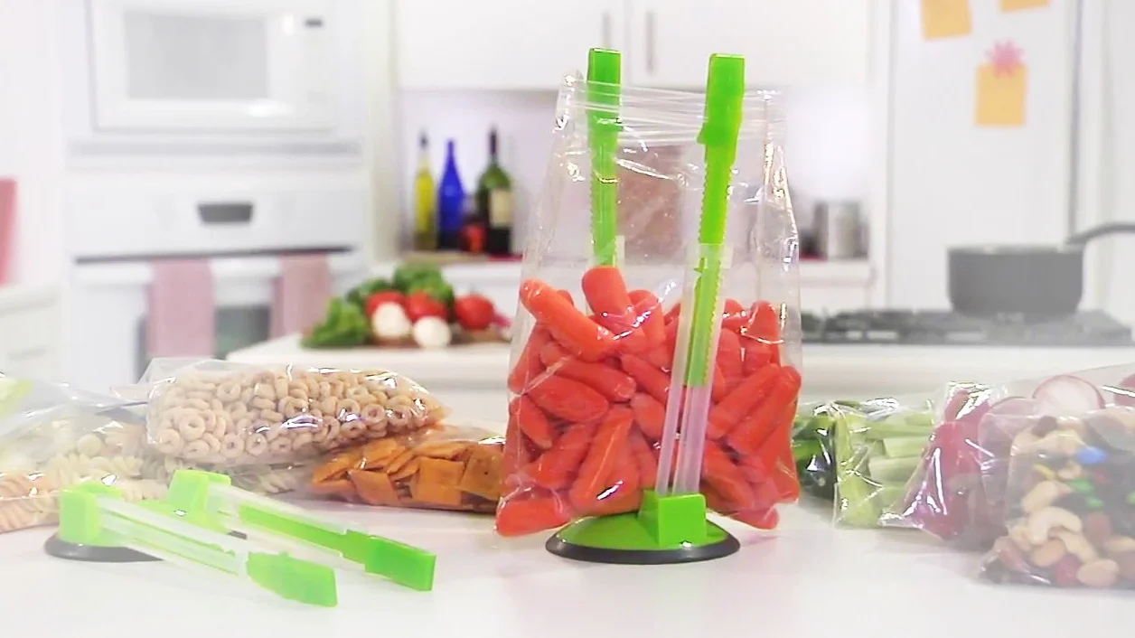Stojak z uchwytem na torebkę Ziplock regulowany do plastikowych torebek do zamrażarki/wolne ręce Baggy Rack galonowy stojak z uchwytem na torebkę, 6 paczek/6 sztuk
