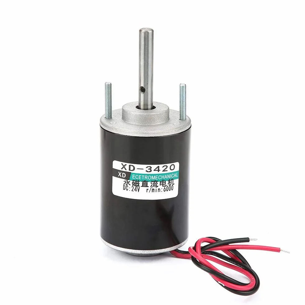 Silnik elektryczny, 30 W, 12 V/24 V DC, z magnesem stałym, CW/CCW, odwracalna wysoka prędkość, niski poziom hałasu dla majsterkowiczów XD-3420 (24 V 7500 obr./min)