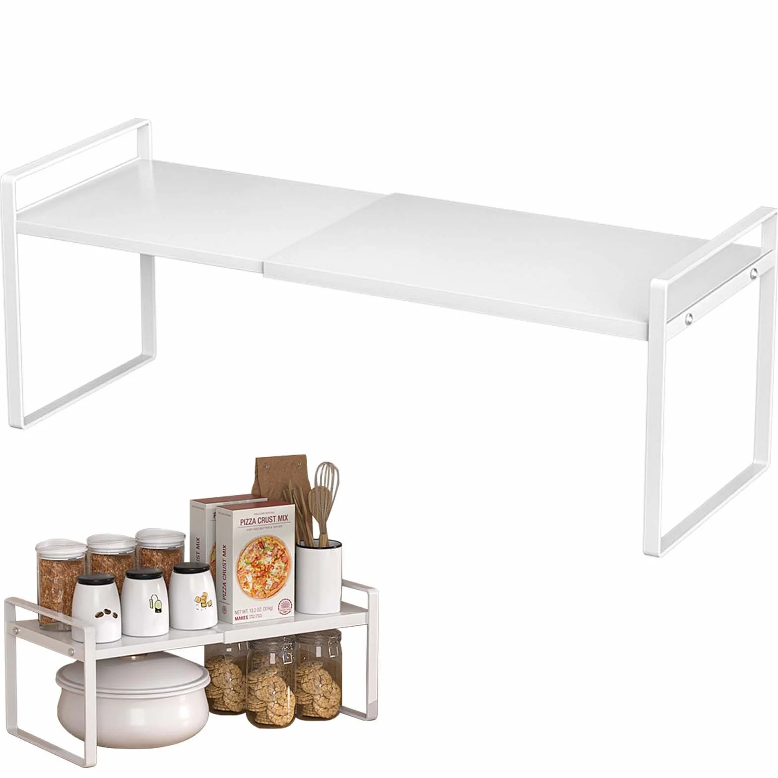 Rozszerzalny regał do szafek kuchennych, regulowany organizer do szafek, stojak na przyprawy, spiżarnia, regulowany organizer do szafek kuchennych, 35-65 cm