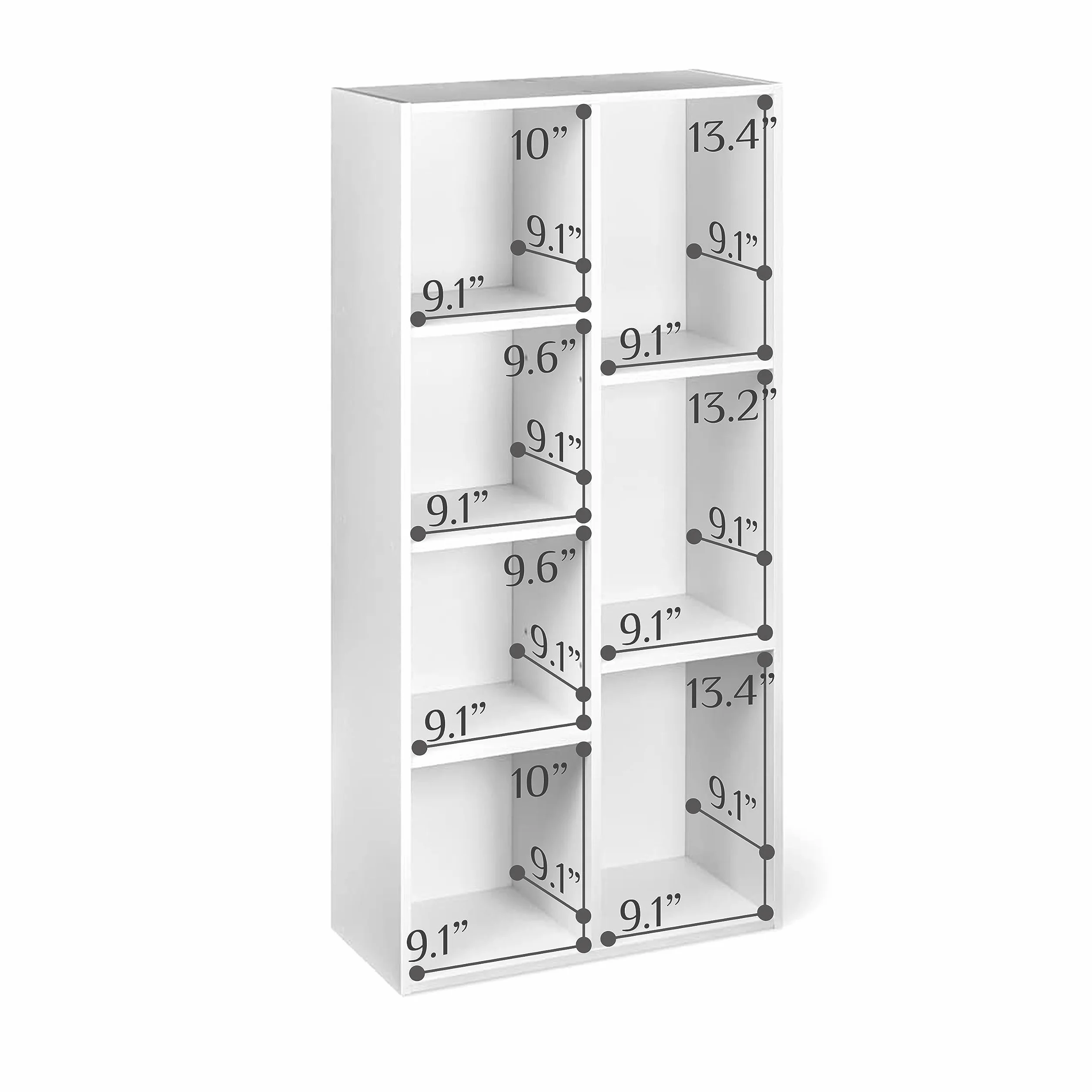 Amazon Basics regał z 7 kwadratowymi przegródkami, kolor biały, 50 x 24 x 106 cm