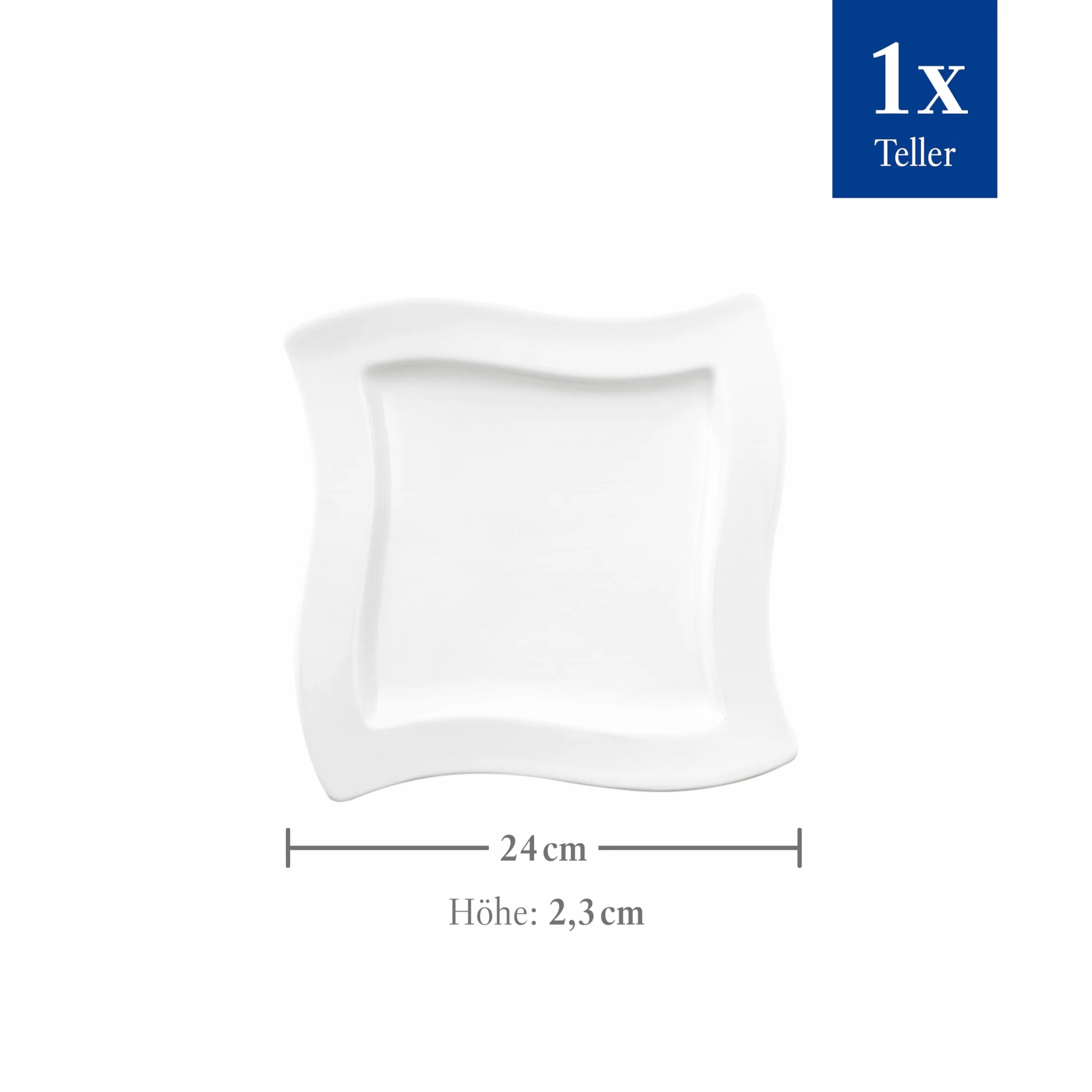 Villeroy & Boch NewWave kwadratowy talerz śniadaniowy, 24 x 24 cm, porcelana premium, biały
