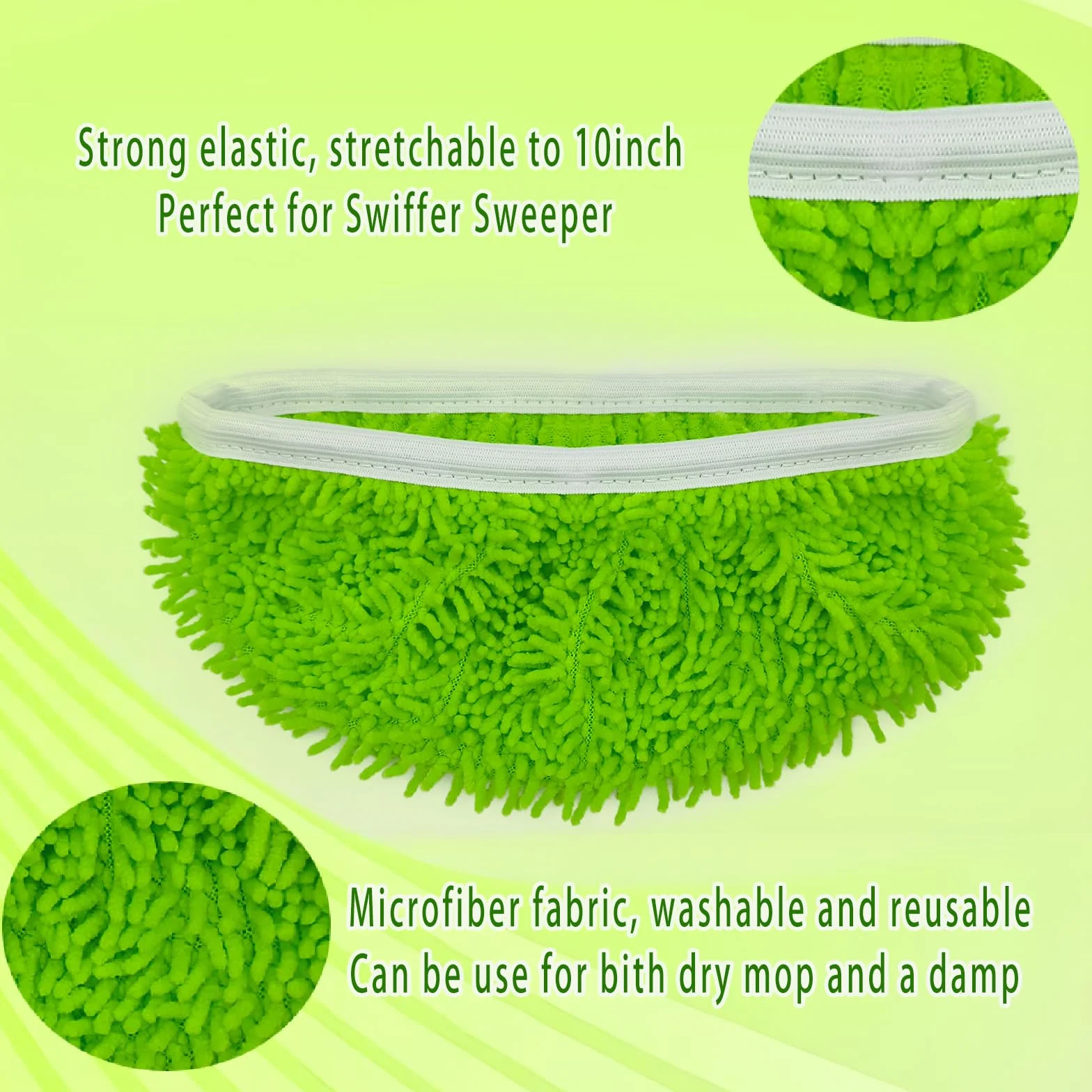 Podkładki do mopa z mikrofibry wielokrotnego użytku, nadające się do prania, kompatybilne z wkładami Swiffer Sweeper, suche ściereczki do zamiatania, zamiennik głowicy mopa, do czyszczenia w