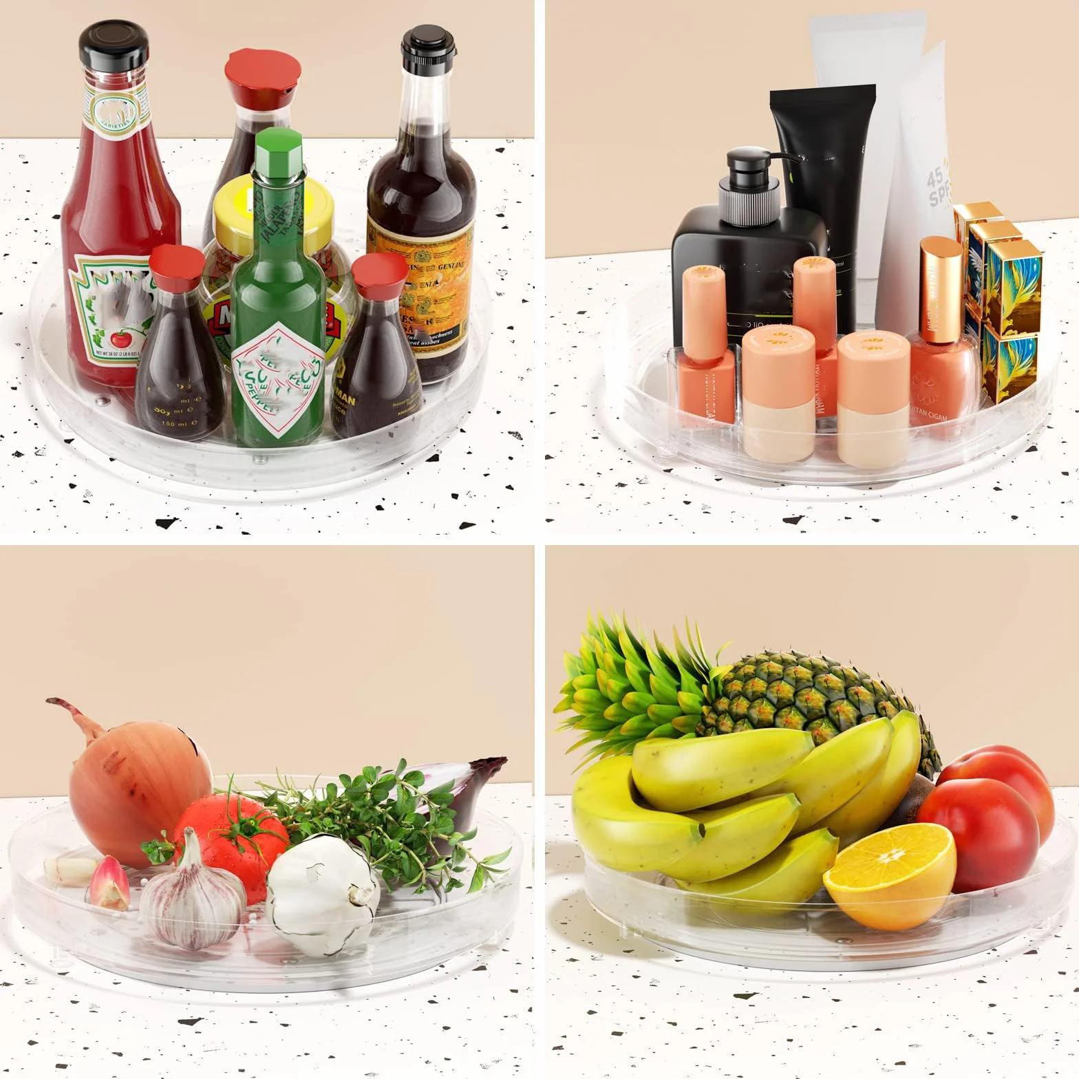 Relota 2 sztuki Talerz Obrotowy Regał na Przyprawy do Przechowywania Słoików i Przypraw