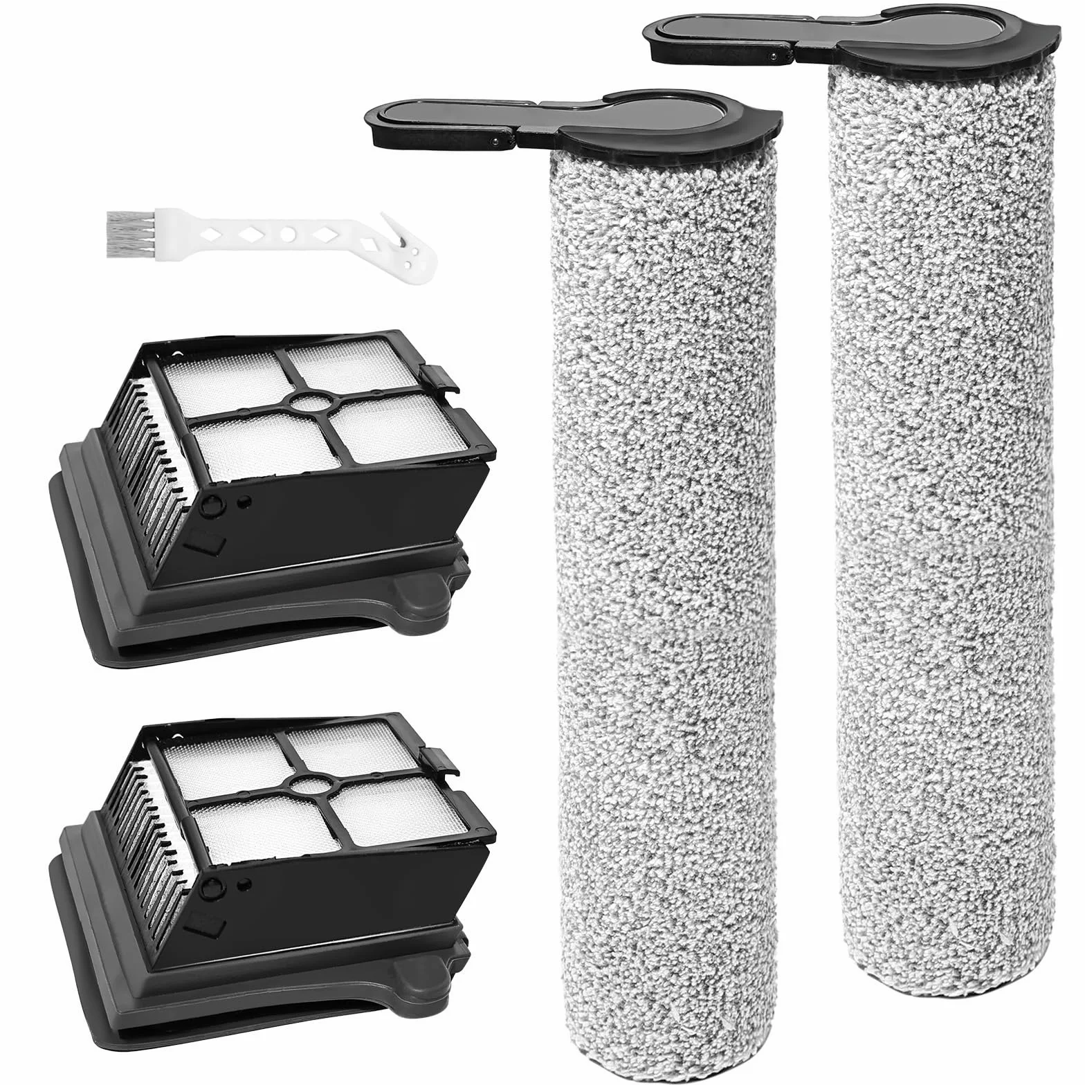 Części zamienne szczotka wałkowa do Tineco Floor One S7 Steam, akcesoria do odkurzacza na mokro i sucho, 2 rolki szczotki + 2 filtry zapasowe + 1 szczotka do czyszczenia