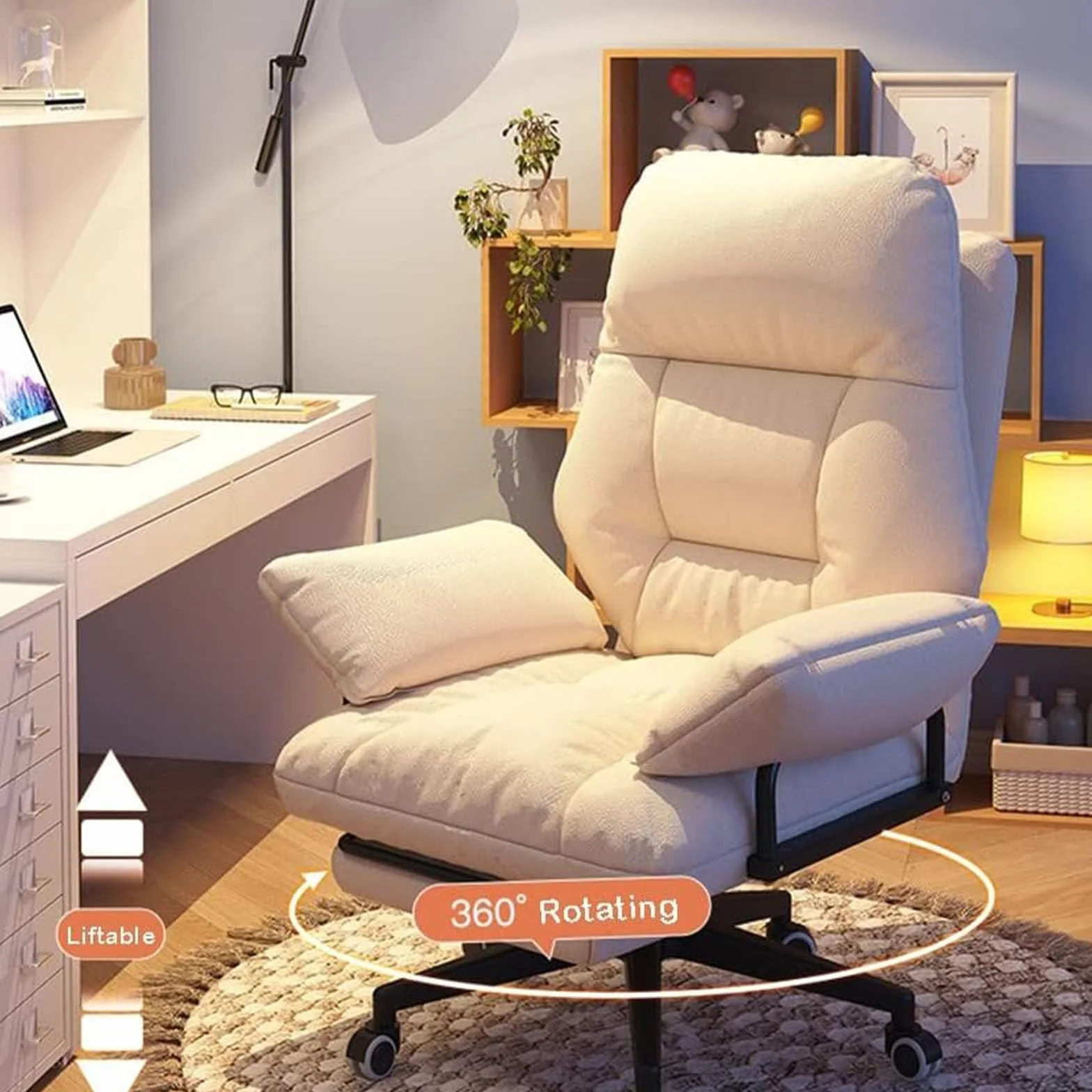 Ergonomiczny fotel biurowy z podnóżkiem, wysokie oparcie, krzesło biurowe dla dyrektorów, do domu i biura, wygodna, rozkładana sofa, wodoodporna tkanina techniczna, idealna do gier i relaksu