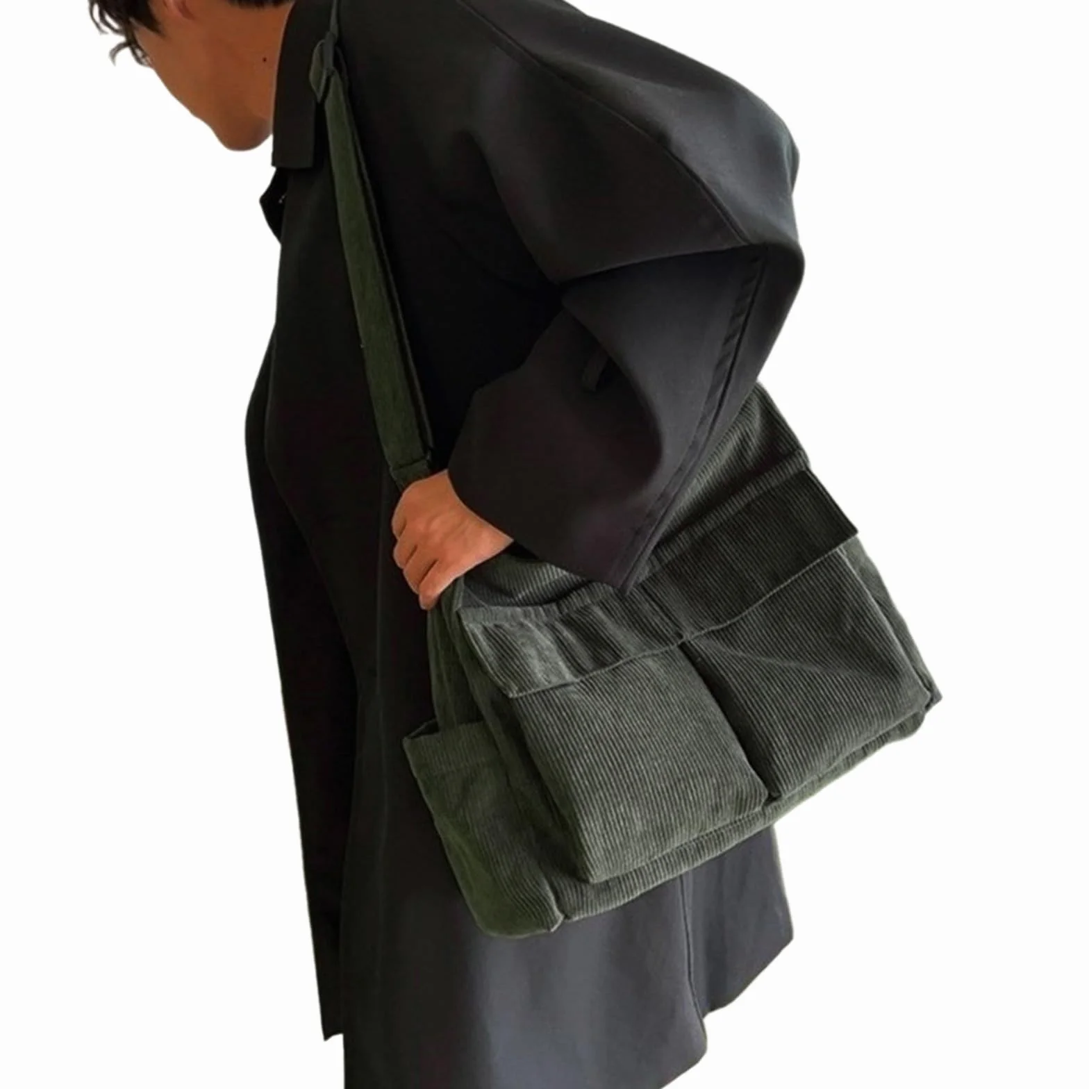 Stylish andConvenient Shoulder Bag Large Capacity Corduroy Crossbody Bags Perfect forDaily Travel/530/64(Green)