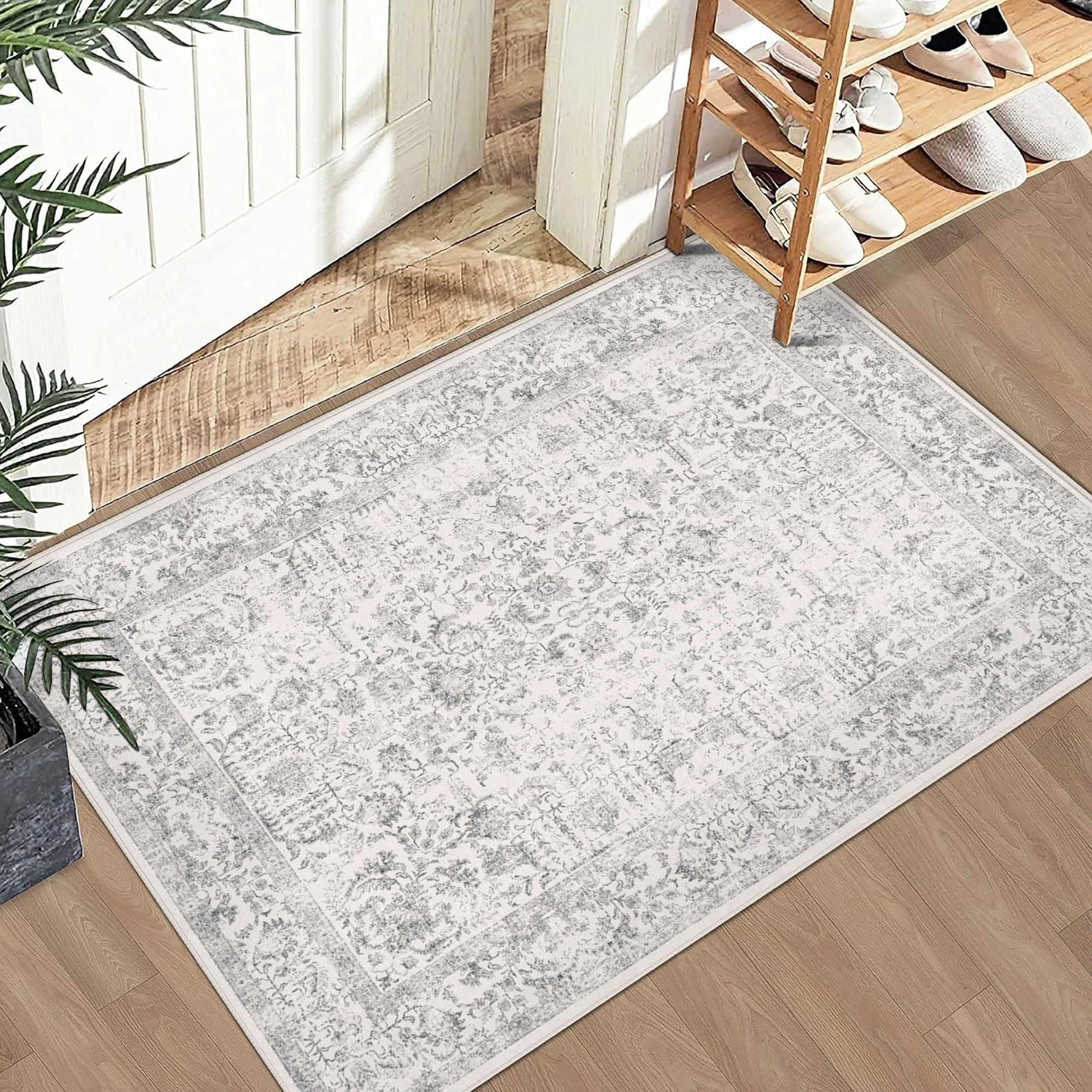 HUGEAR Vintage Dywaniki Maly Dywany 60x90cm Szary Antypoślizgowy Zmywalne Kuchni Sypialni Wejścia Pralni Iazienkowy Wycieraczka Dywanowa KróTkim WłOsiem