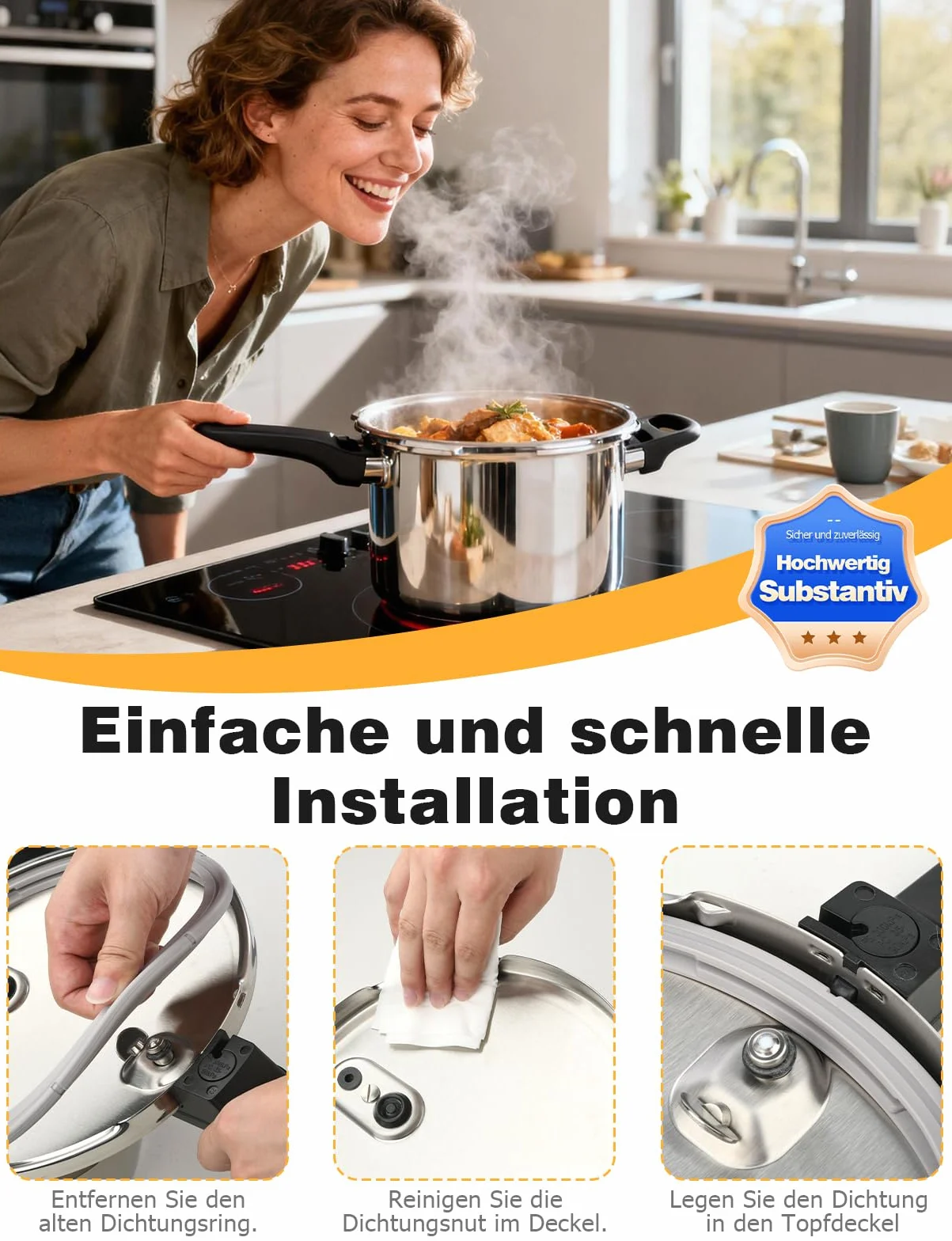 22 cm pierścień uszczelniający do szybkowaru, części zamienne do szybkowaru Fissler Blue Point, Vitavit Royal, Magic i Vitaquick do 2009 3866700201 3866700205 Ø 22 cm