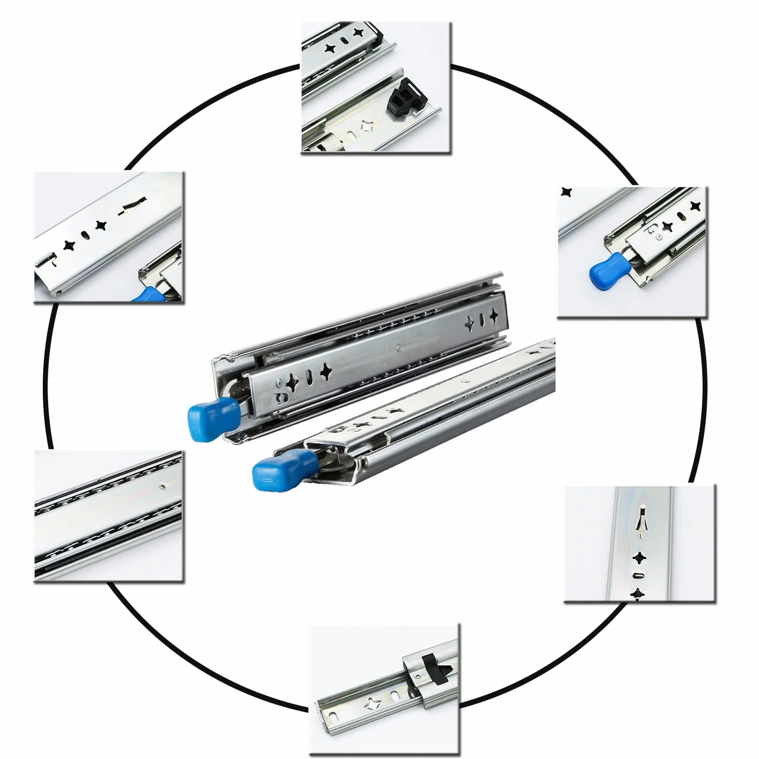 Wytrzymałe zdejmowane prowadnice do szuflad z łożyskami kulkowymi – metalowe prowadnice do klawiatury z pełnym przedłużeniem 81 cm 91 cm 111 cm 152 cm – idealne do gładkich tacek na klawiaturę i