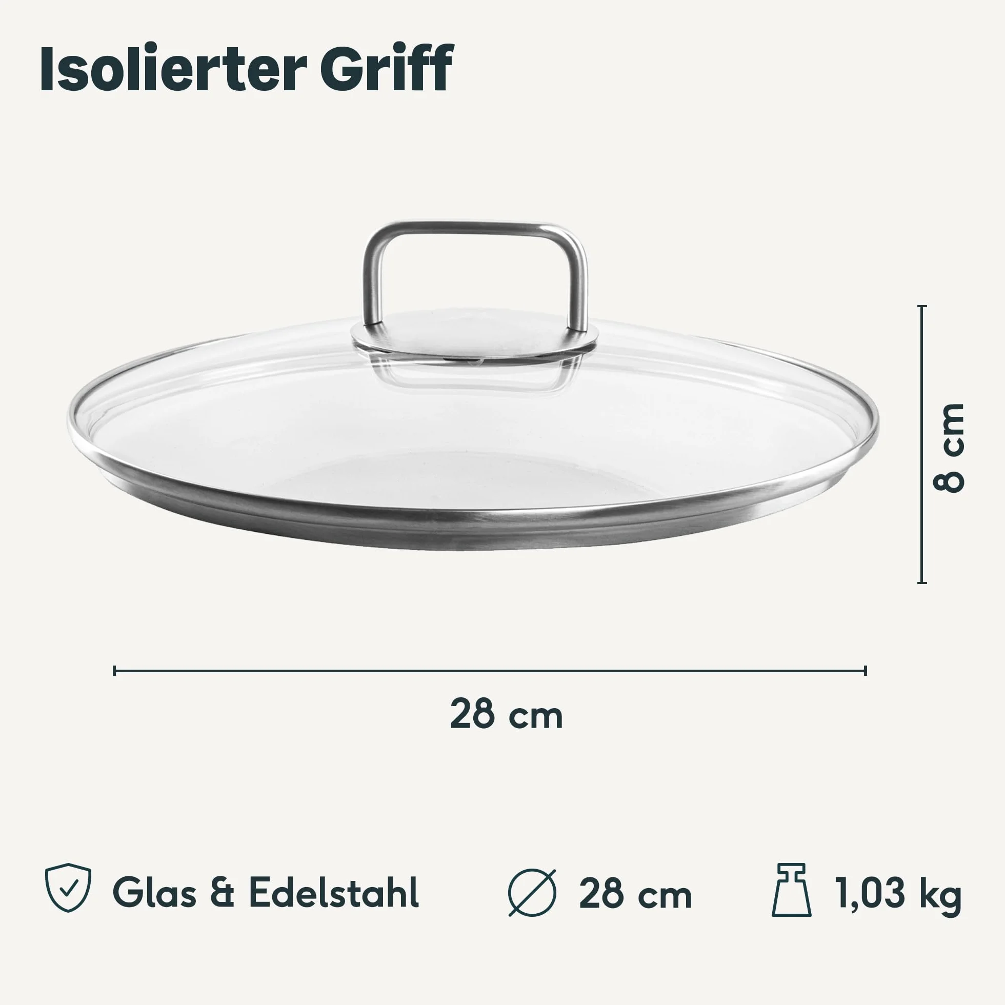 SILBERTHAL Pokrywa patelni 28 cm – uniwersalne zastosowanie – szkło, stal szlachetna – pokrywka do patelni, patelni do serwowania lub wok