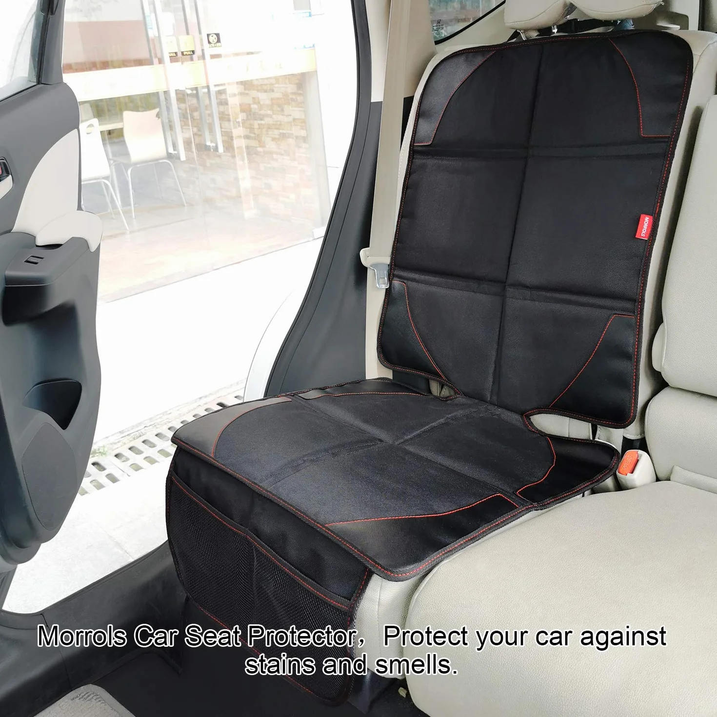 MORROLS Ochraniacz na fotel samochodowy, pokrowiec na fotel samochodowy dla dziecka/psa, kompatybilny z ISOFIX, uniwersalny rozmiar, z kieszeniami na organizer, pokrowce na siedzenia samochodowe