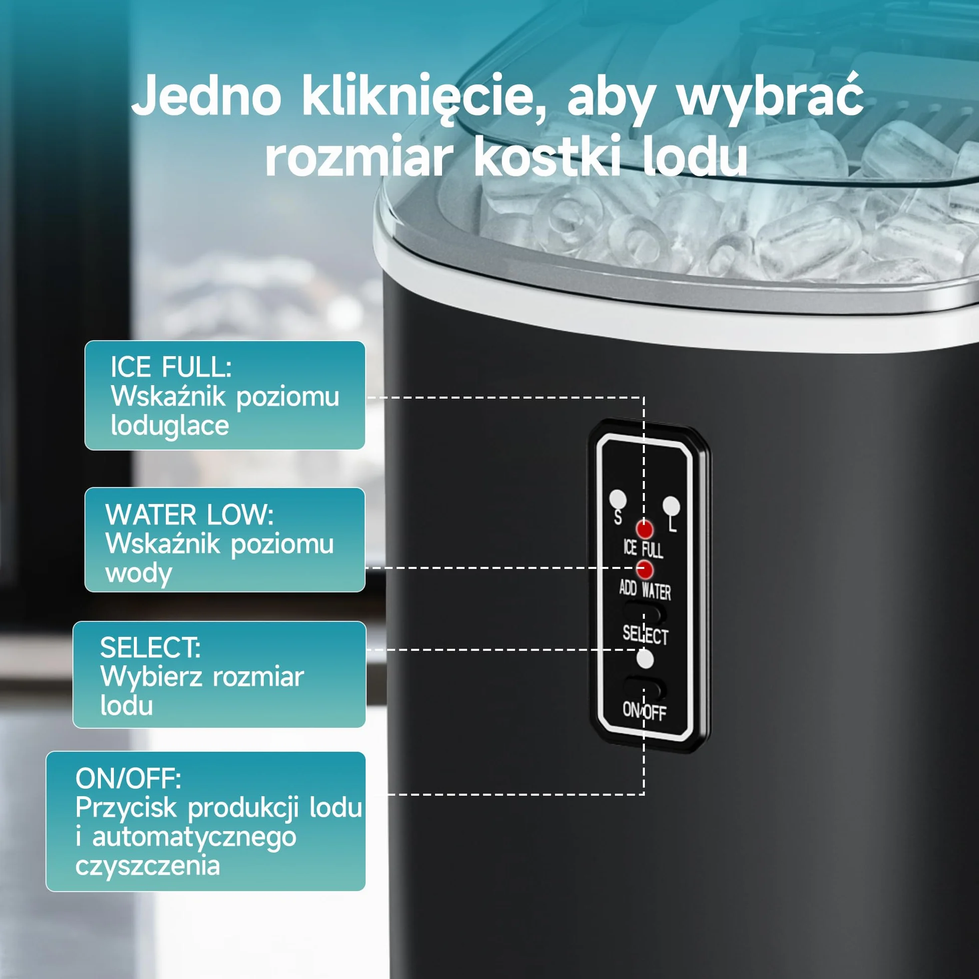 EUHOMY Kostkarka do lodu,9 kostek lodu w ciągu 6 minut, 12 kg/dzień, samoczyszcząca, przenośna maszyna do lodów z uchwytem do noszenia, koszem i szuflą, 2 rozmiary kostek lodu, do domu, kuchni, czarna