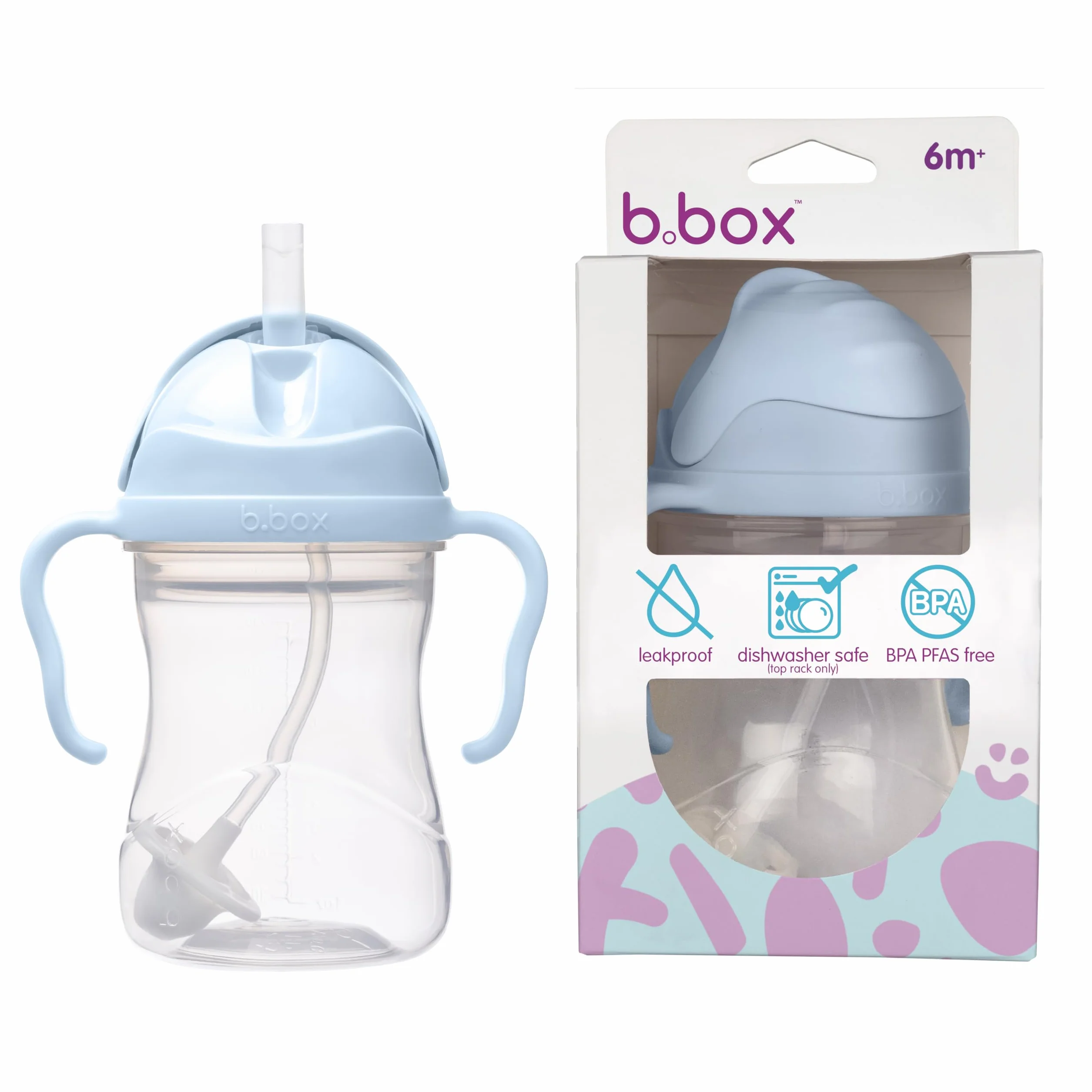 B.Box Kubeczek Niekapek, Tworzywo Sztuczne, Jasnoniebieski, 240 ml