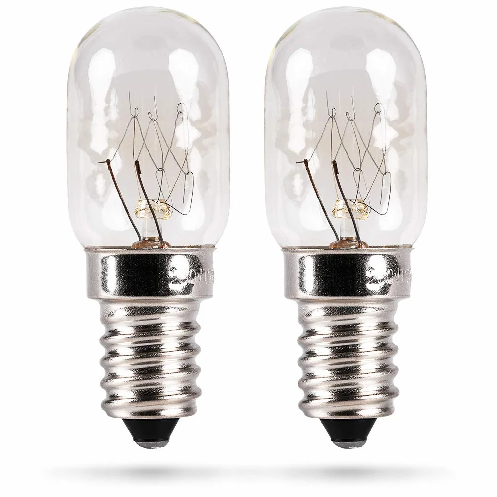 HEITECH lampa do lodówki, zestaw 2 sztuk, 15 W, E14, żarówka do maszyny do szycia, okapu kuchennego, witryny, lampy z kamienia solnego, lodówki, zamrażarki - lampa do lodówki z kapsułką T22, 50