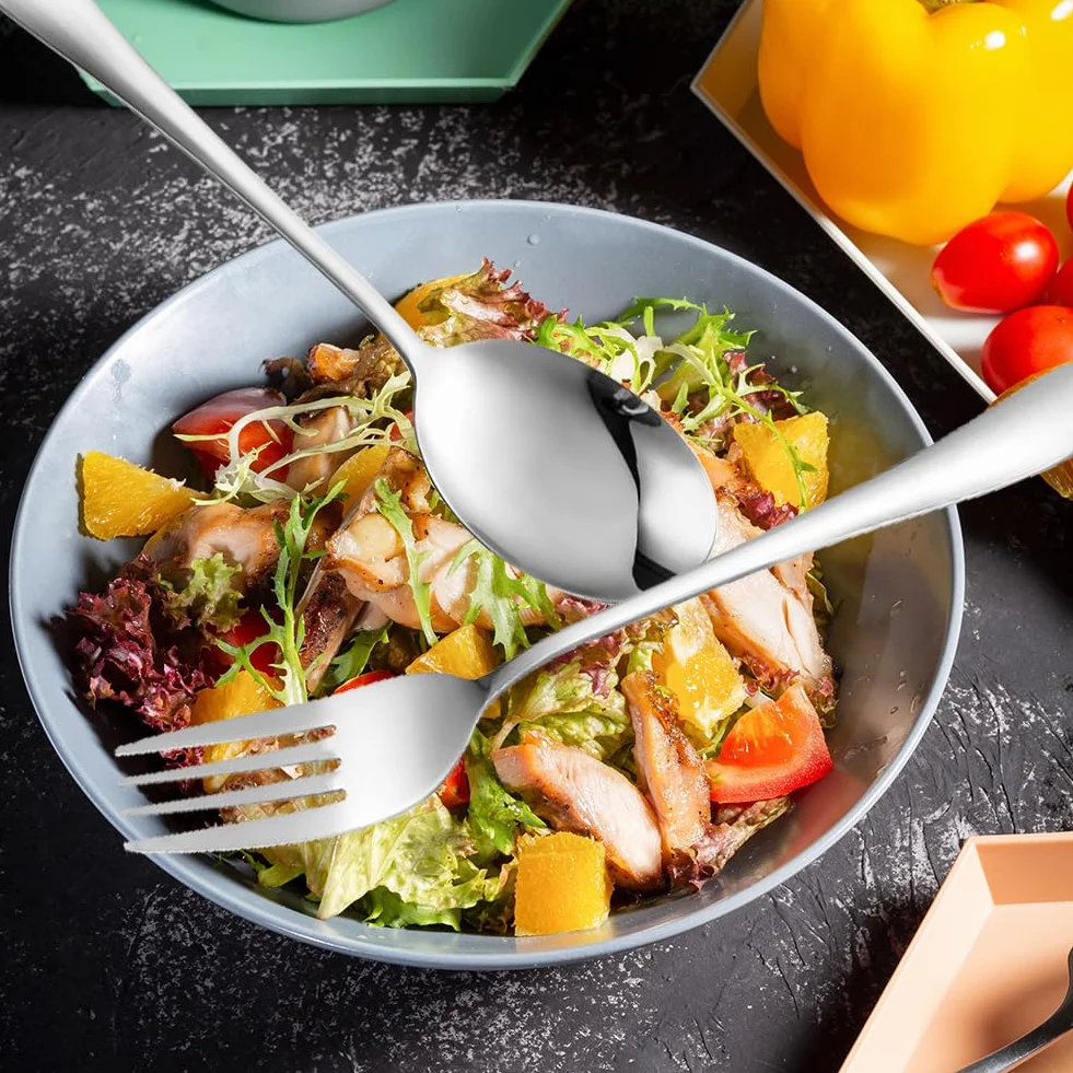 Łyżka do serwowania, 3 szt. Narzędzia do serwowania ze stali nierdzewnej duże łyżki do serwowania łyżki i widelec do serwowania w formie bufetu, imprezy, bankietu i spotkań rodzinnych