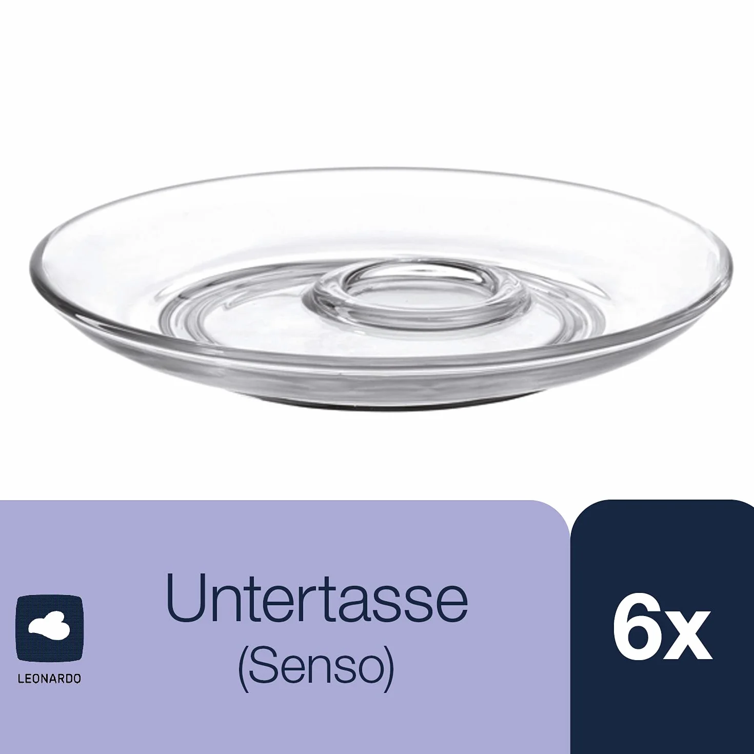 LEONARDO HOME Senso 024015 szklane spodki do filiżanek i szklanek do kawy, zestaw 6 sztuk, Ø 145 mm