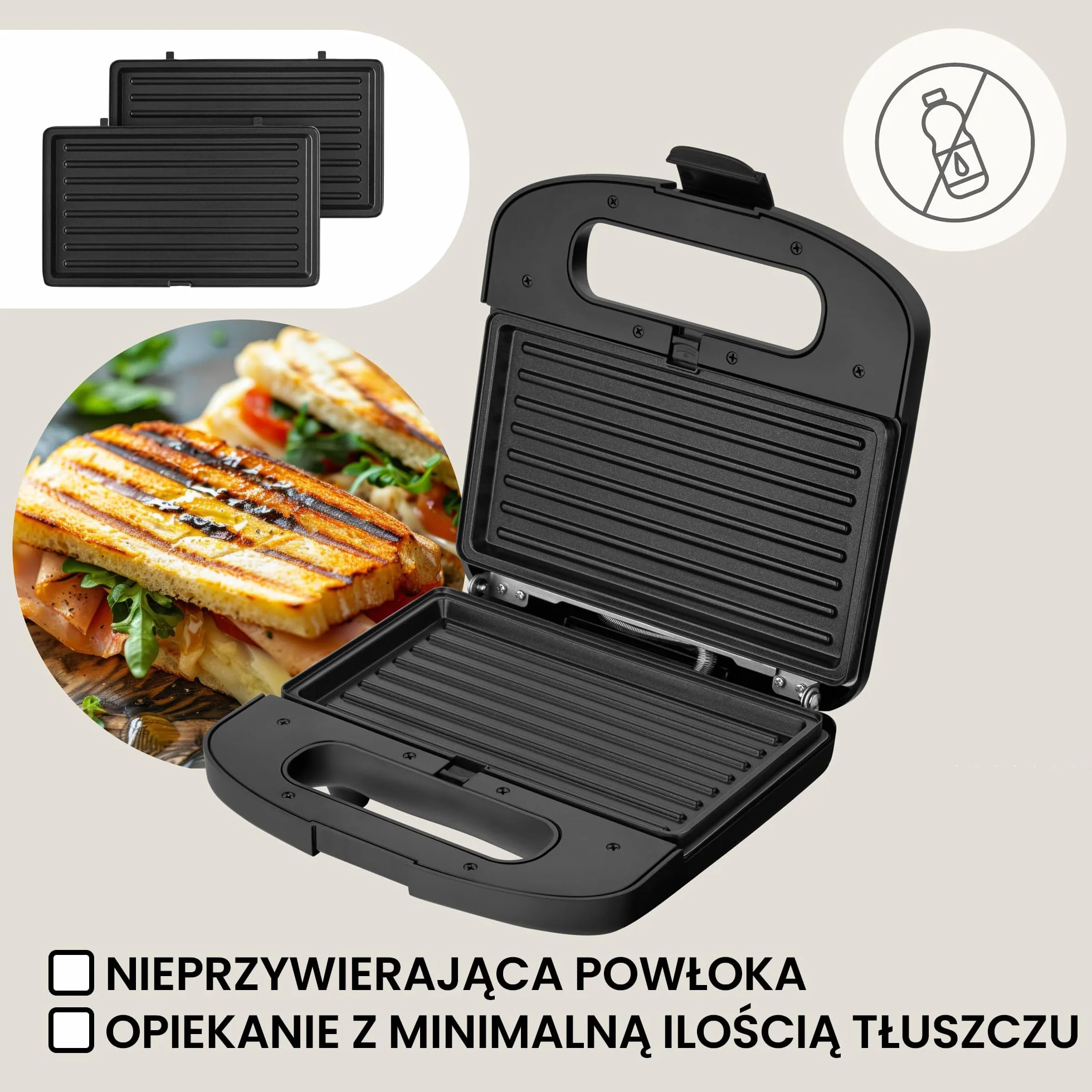 ZEEGMA ROTEE CHEF EASY Wielofunkcyjny Opiekacz 750 W 5 w 1, do Tostów Pieczywa Gofrów Kanapek Orzeszków Grill, Toster, Nieprzywierające Płytki Zabezpieczenie Przed Przegrzaniem