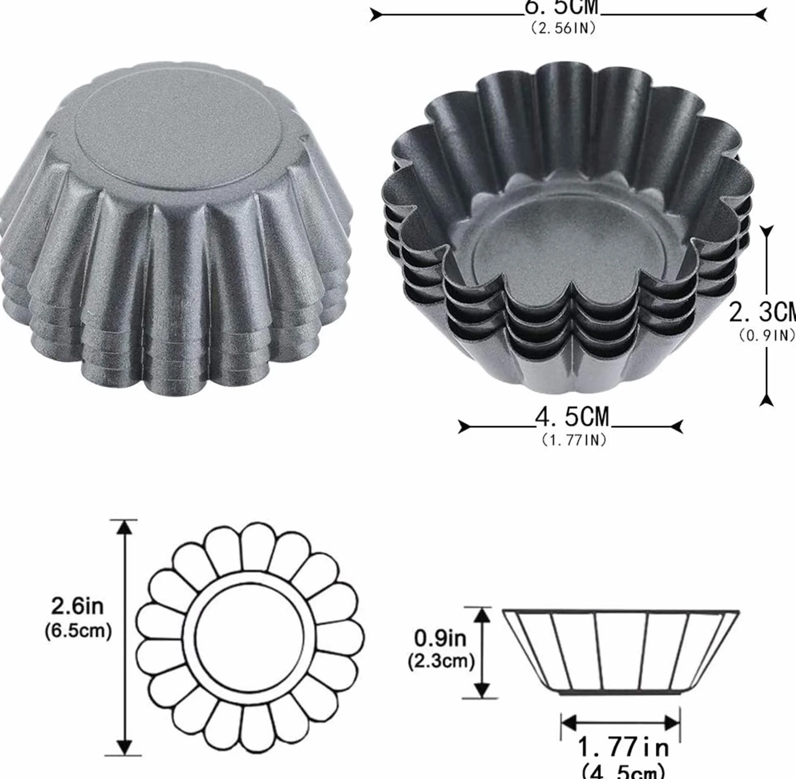 RJJ 12 sztuk Mini Cupcake Formy do pieczenia Ciasto Muffin Mold Tin PAN Peb Do Pieczenia, Formy Puddingu Non-Stick, Formy do pieczenia