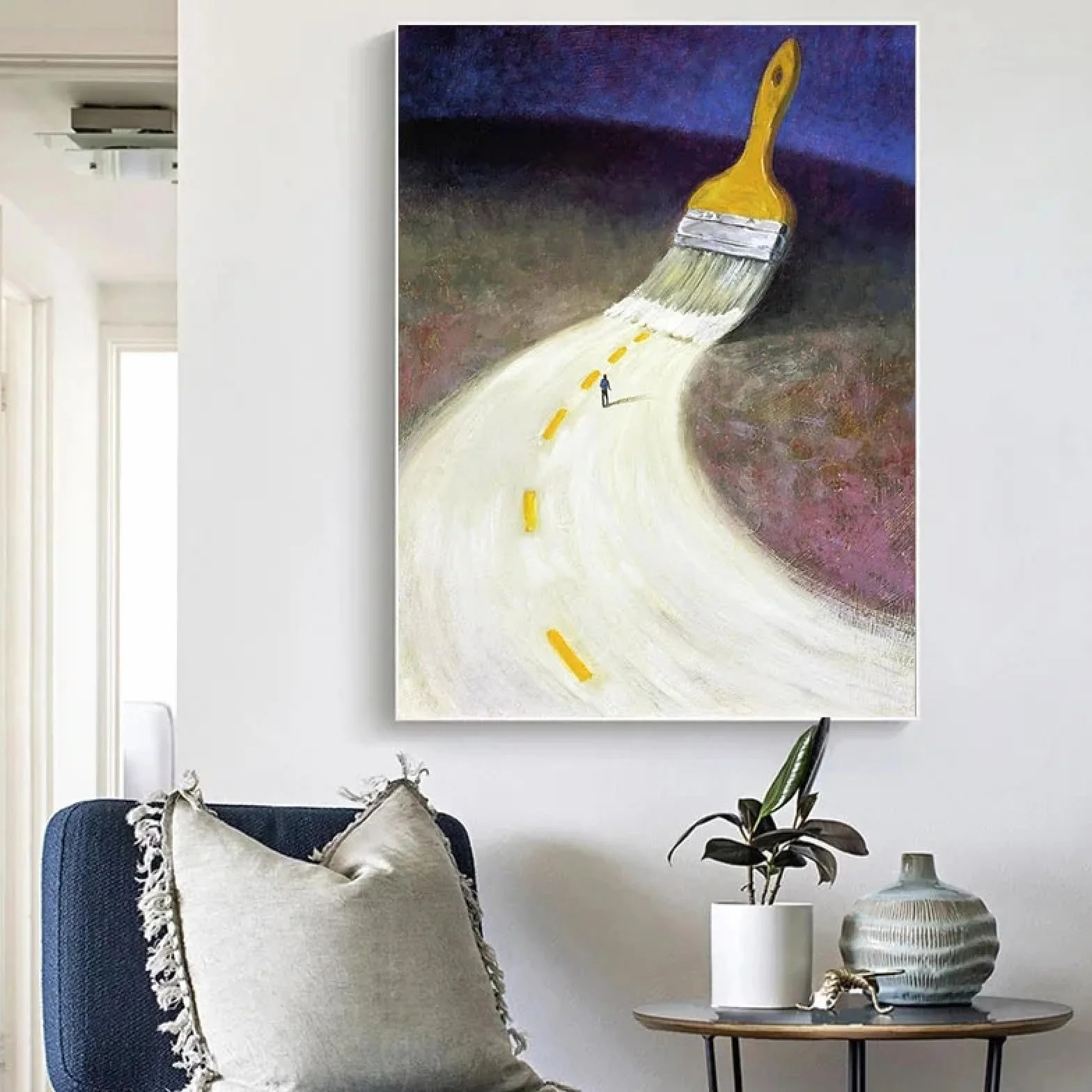 ZHUOYA Nowoczesna abstrakcyjna farba przyszłość sztuka obrazy na płótnie plakaty i druki sztuka ścienna obrazy do dekoracji salonu 80 x 120 cm bez ramy