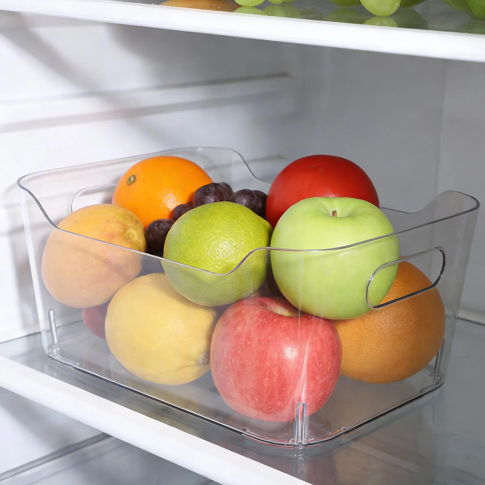 6 Szt. Sztuk Przezroczystych Plastikowych Pojemników Do Przechowywania z Uchwytami Organizer Do Spiżarni Lodówki Szafek Kuchennych i Blatów Odporny Temperaturę