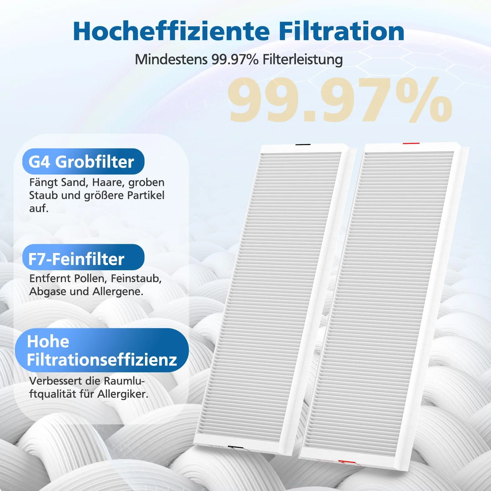 2 x zestaw filtrów do urządzeń wentylacyjnych Zehnder ComfoAir Q350/450/600, G4 (nagrywanie) i F7 (prąd przenośnika), do dziesięciu filtrów Comfoair Q350, zastępuje oryginalny produkt Zehnder