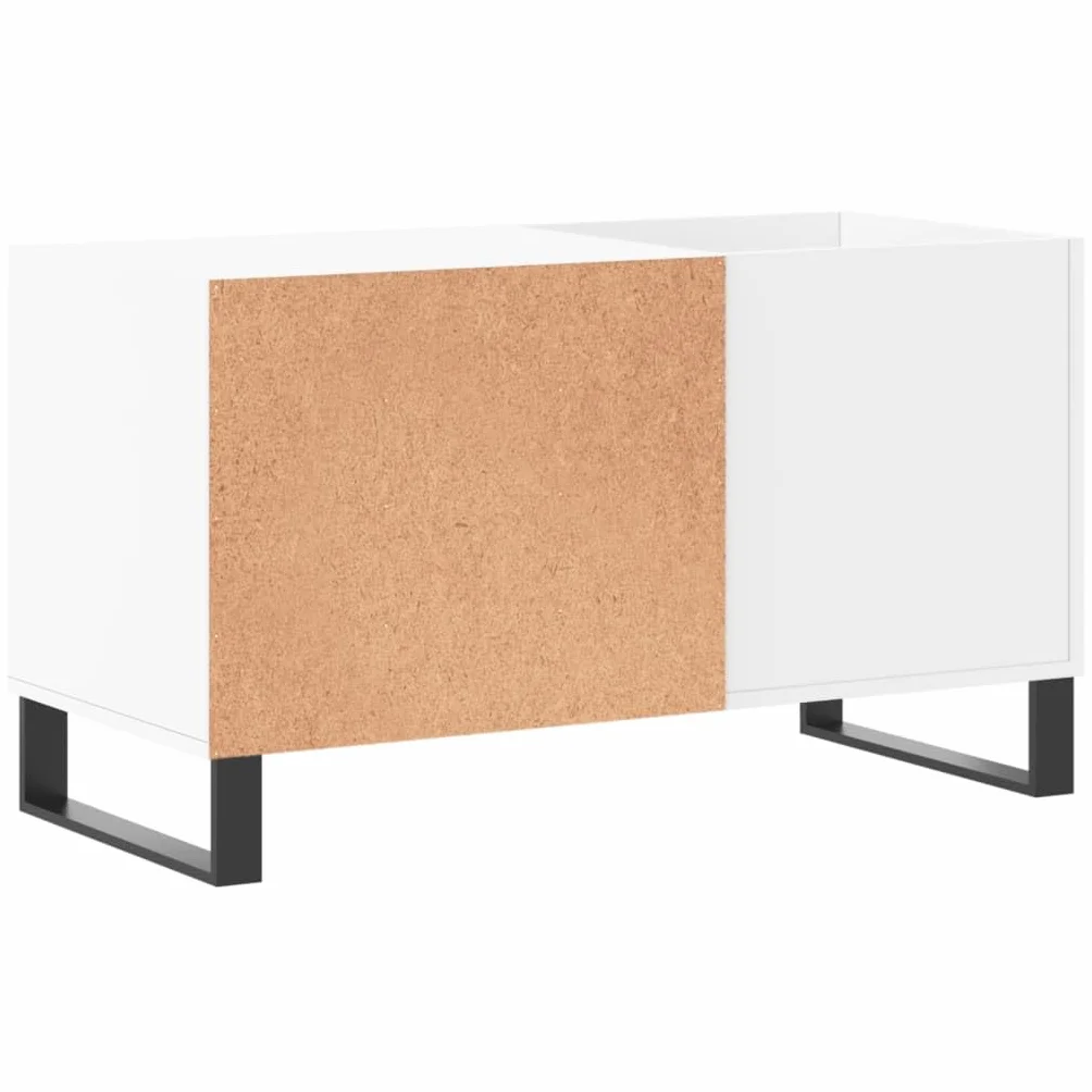 Szafka panelowa biała z materiału drewnopochodnego 85 x 38 x 48 cm z żelaznymi nogami, przestronna szafka winylowa na płyty gramofonowe, miejsce do przechowywania i miejsce do przechowywania