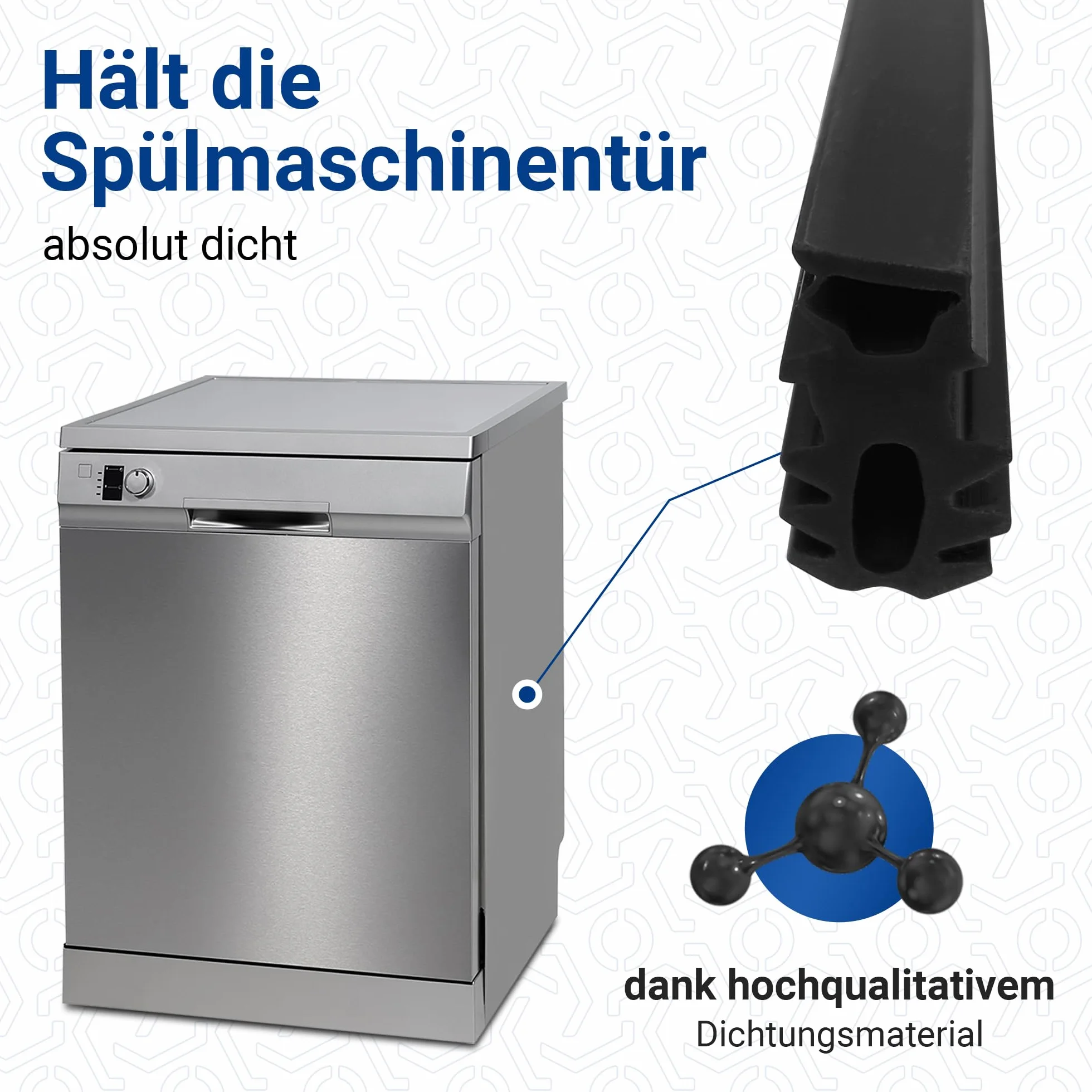 VIOKS Uszczelka drzwi zmywarki 1,87 m zamiennik dla Bosch Siemens 00263096 263096 - Uszczelka gumowa 3-stronna do zmywarki Avantixx Extraklasse Logixx Classixx Maxx Silence iQ100 iQ300