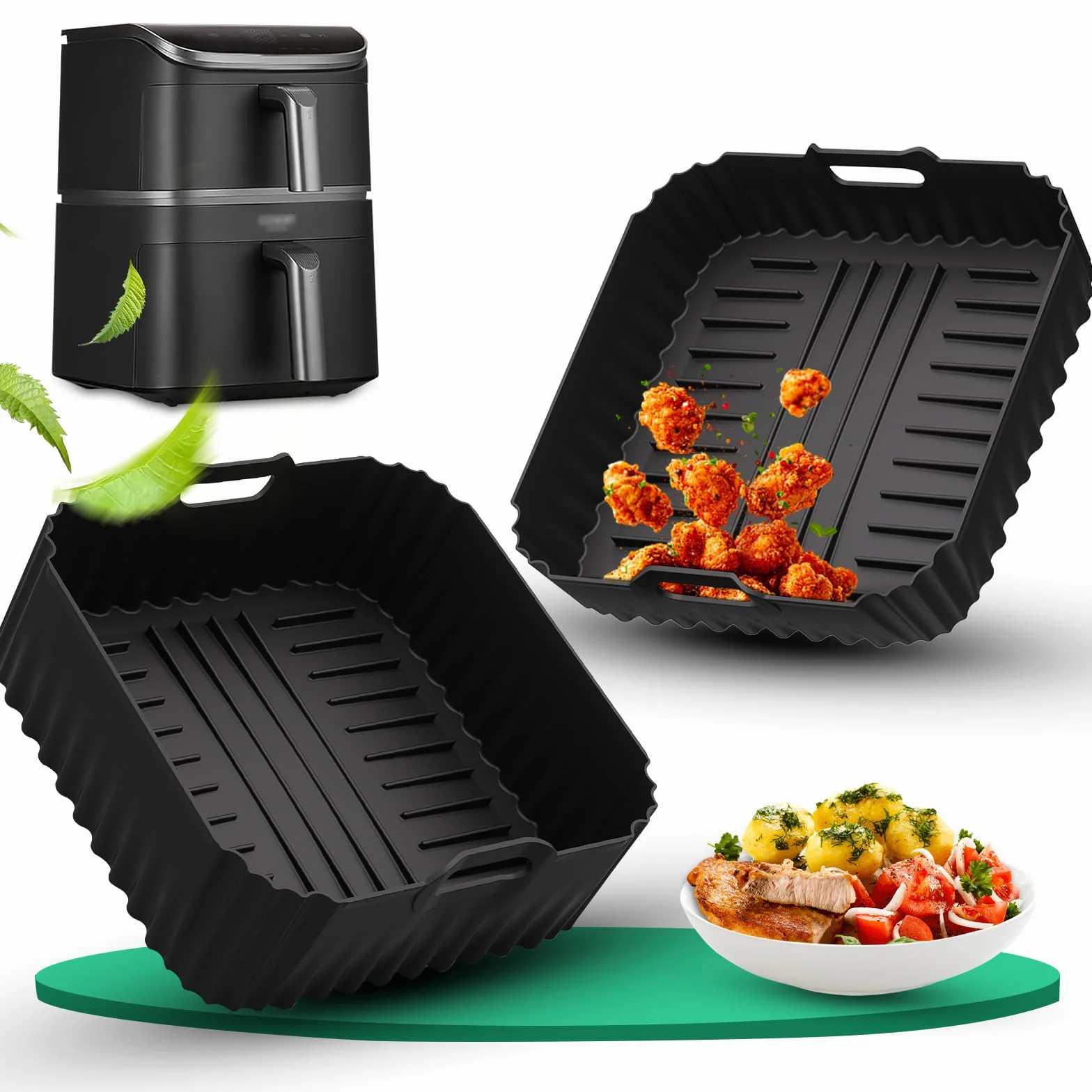 2 sztuki silikonowych form do frytkownicy na gorące powietrze do frytkownicy COSORI Turbo Tower Pro, 10,8 l, Double Stack Airfryer, akcesoria do frytkownicy COSORI CAF-DC112-A(6,5 l i 4,3 l)
