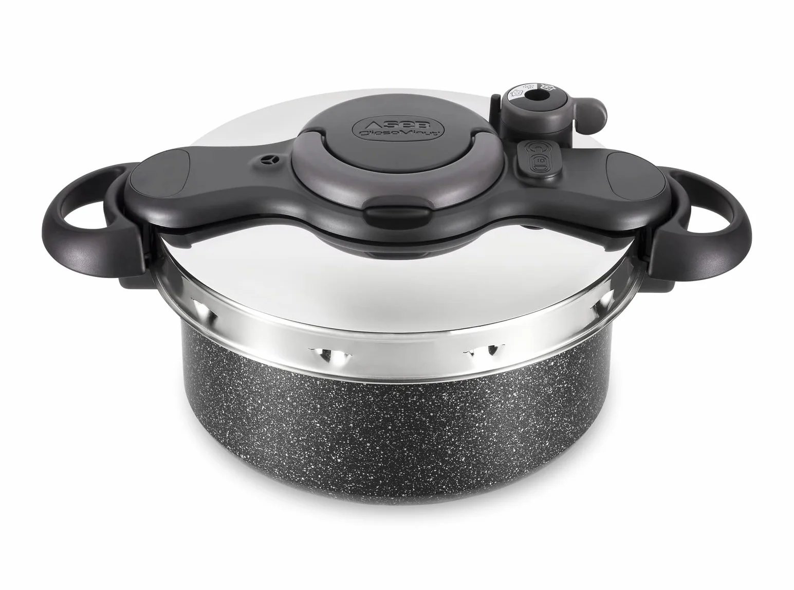 Seb Clipsominut'Ultra Resist Wykończenie kamienia szybkowar 5 l + książka z przepisami, szybkowar indukcyjny, efekt kamienia, łatwe w użyciu, Made in France P4705105