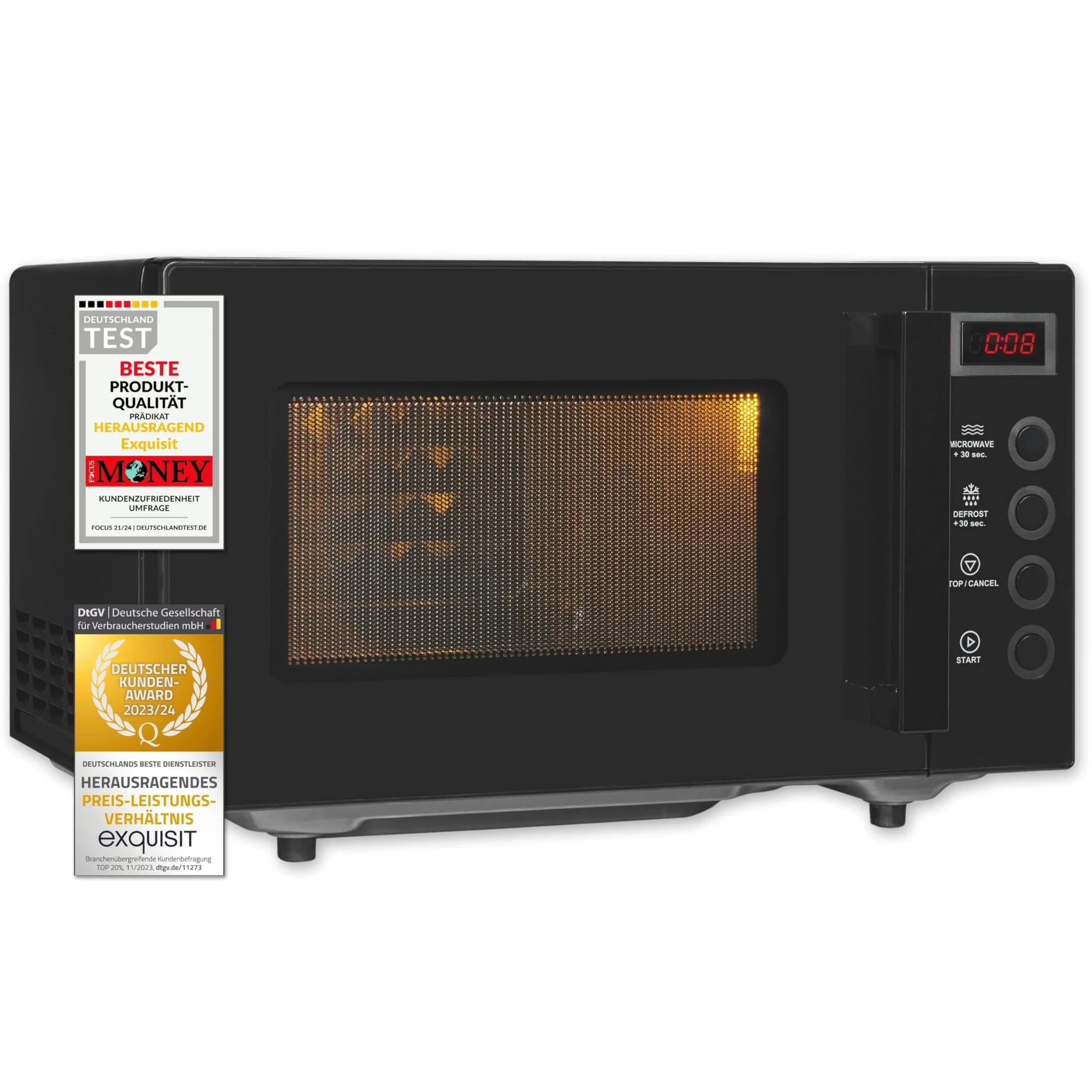 Exquisit Kuchenka mikrofalowa MW7020-F-030DI czarna | Flatbed | 700 W | Timer | 20 litrów | 5 poziomów mocy