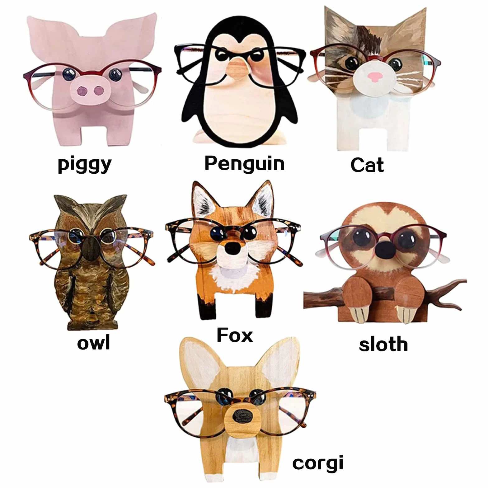 Drewniany uchwyt na okulary ze zwierzętami, ręcznie wykonany uchwyt na okulary w kształcie corgi stojak na okulary przeciwsłoneczne stojak ekspozycyjny do domu biura akcesoria dekoracyjne